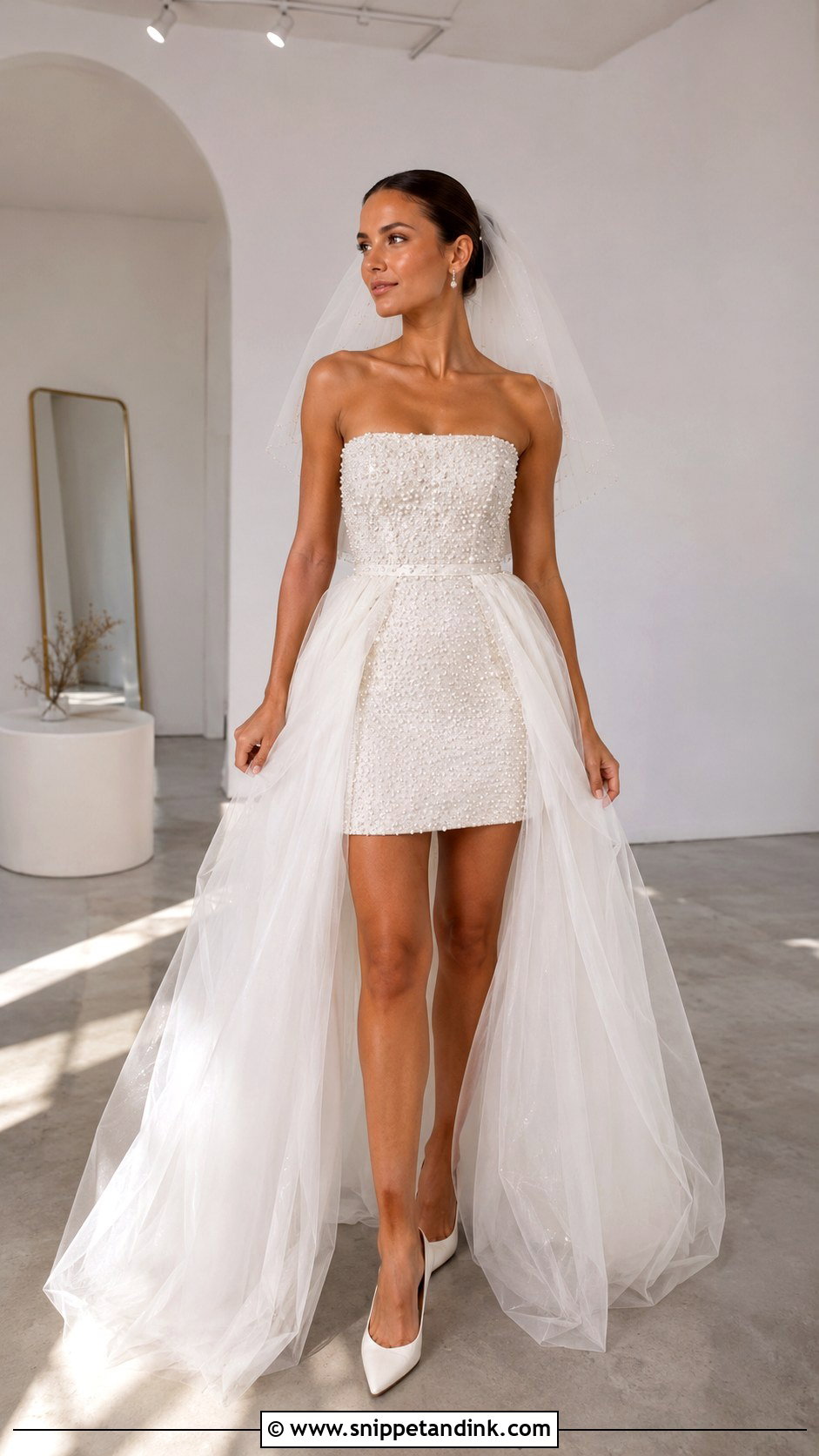 Mini Wedding Dress With Long Overskirt - Snippet and Ink - 20 Convertible Wedding Dresses