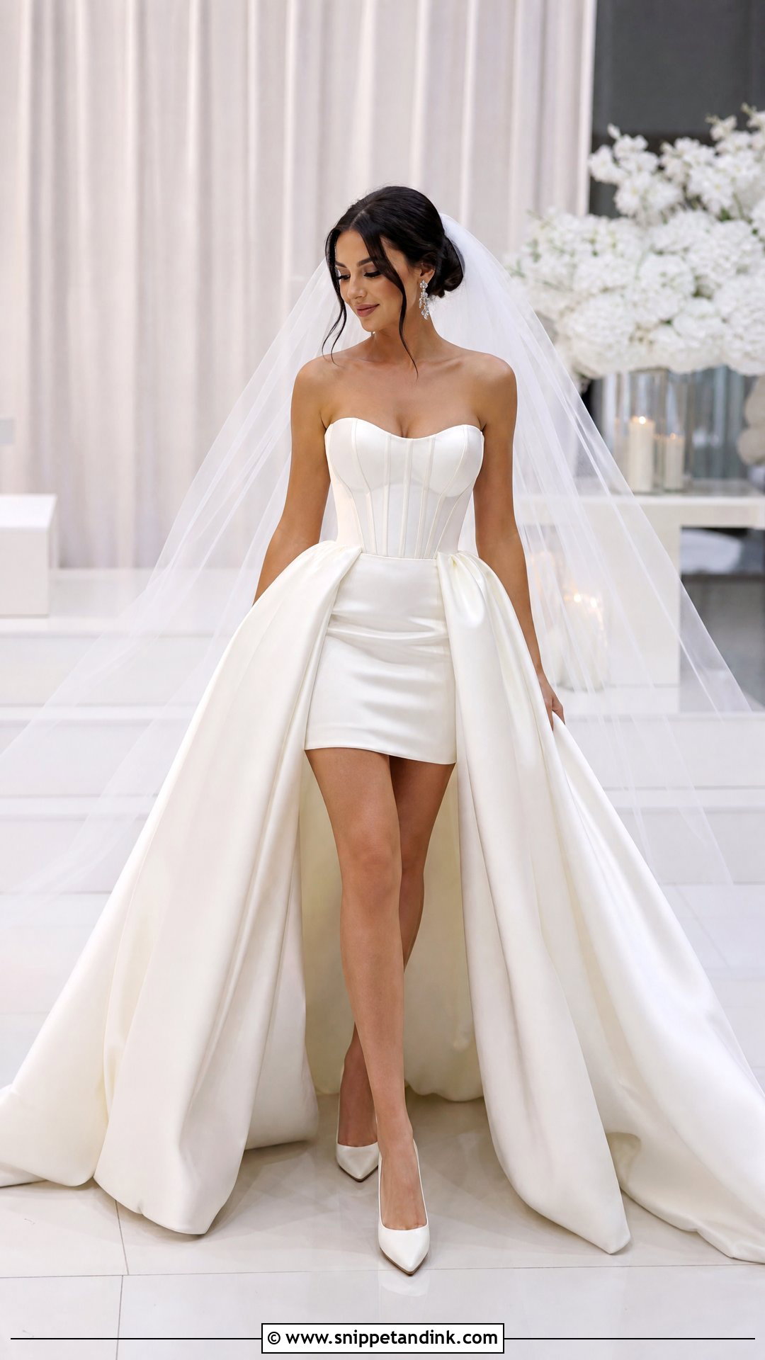 Mini Wedding Dress With Removable Ball Gown Skirt - Snippet and Ink - 20 Wedding Dress Transformation Ideas