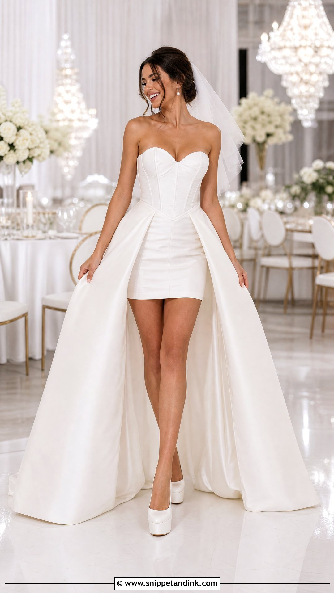 Mini Wedding Dress With Removable Full Skirt - Snippet and Ink - 20 Removable Skirt Wedding Dress Ideas