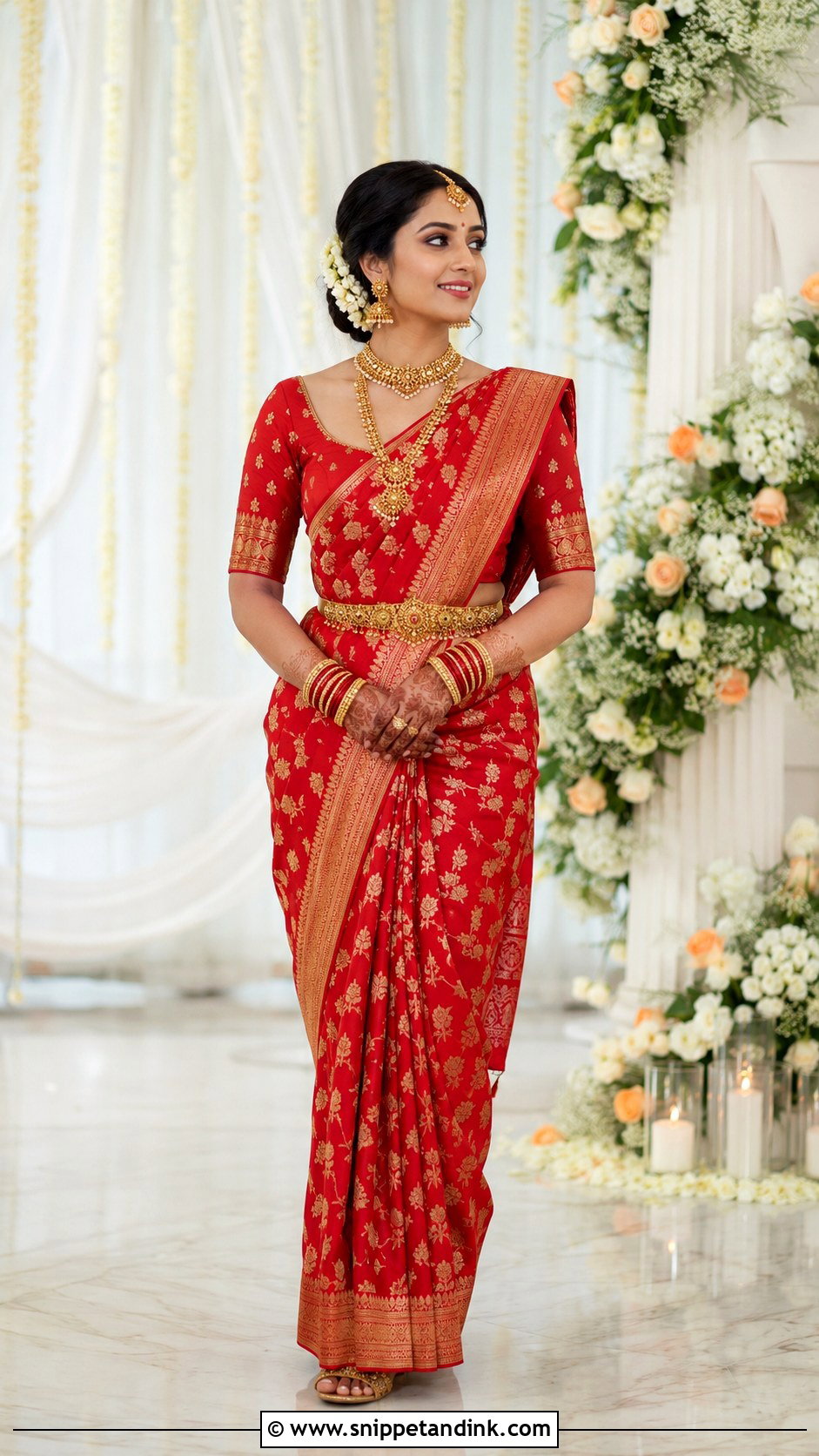 Minimal Aari Bridal Blouse With Wedding Saree - Snippet and Ink - 20 Bridal Simple Blouse Designs