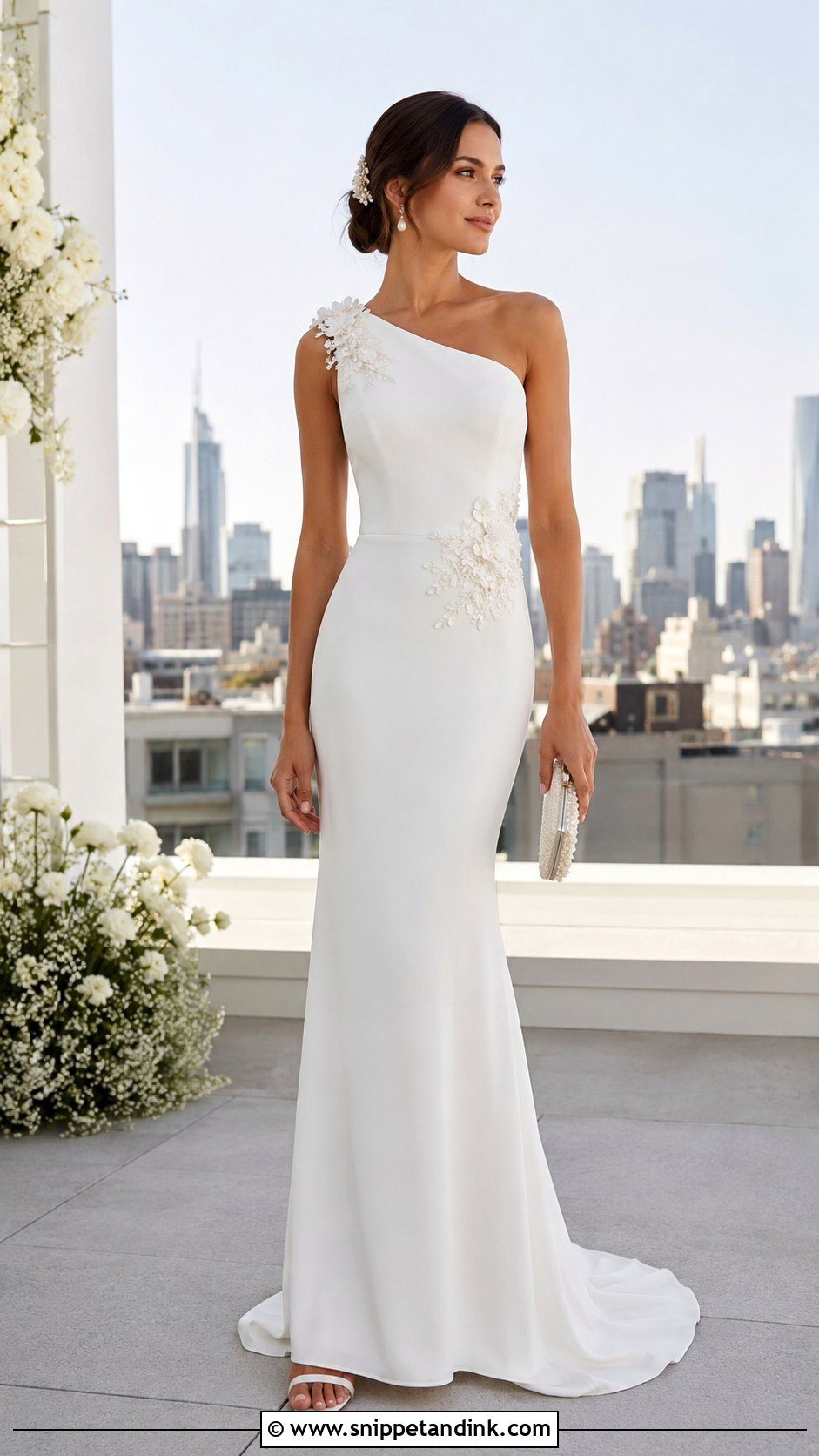 Minimal Applique Sheath Wedding Dress - Snippet and Ink - 20 Applique Wedding Dress Ideas