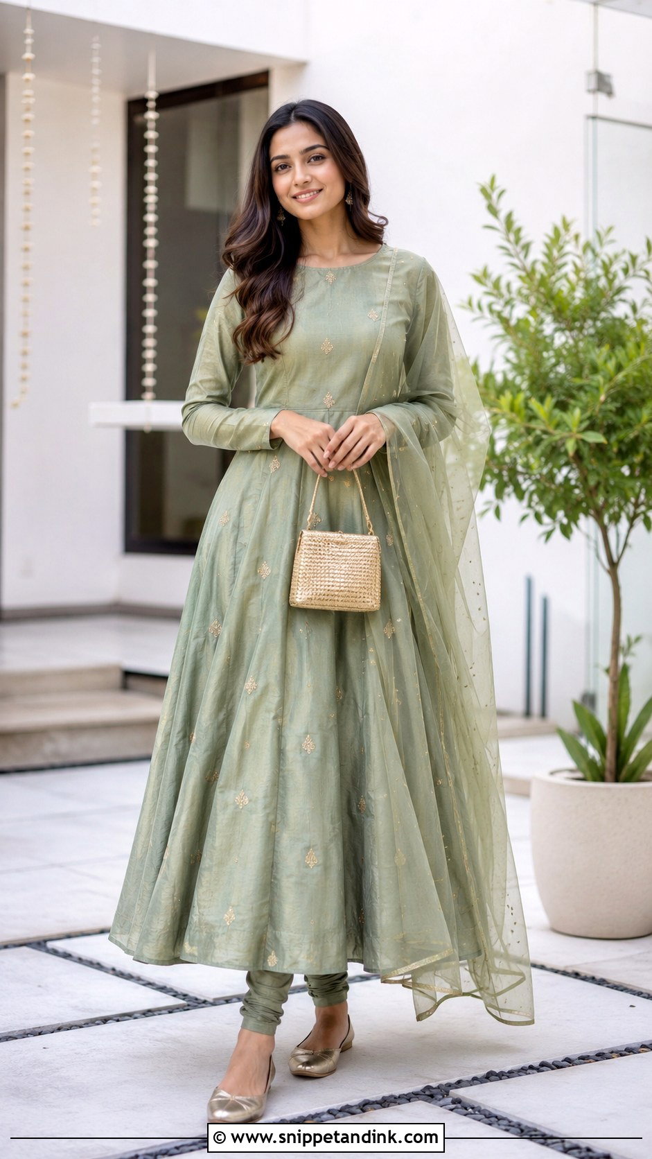 Minimal Banaras Anarkali Dress With Plain Churidar - Snippet and Ink - 20 Banaras Anarkali Dresses