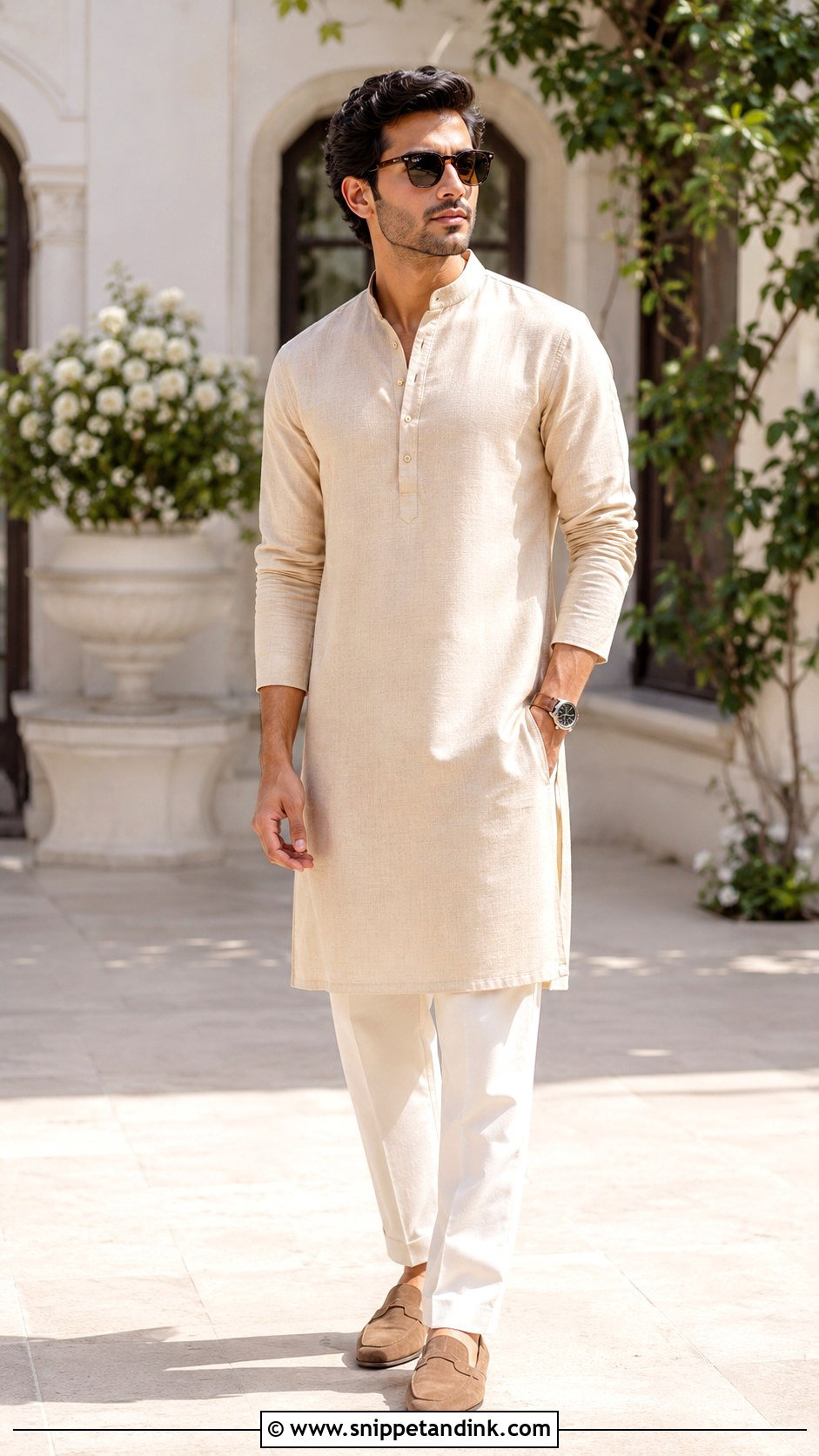 Minimal Beige Kurta Wedding Outfit - Snippet and Ink - 25 Ranbir Kapoor Wedding Outfit Ideas