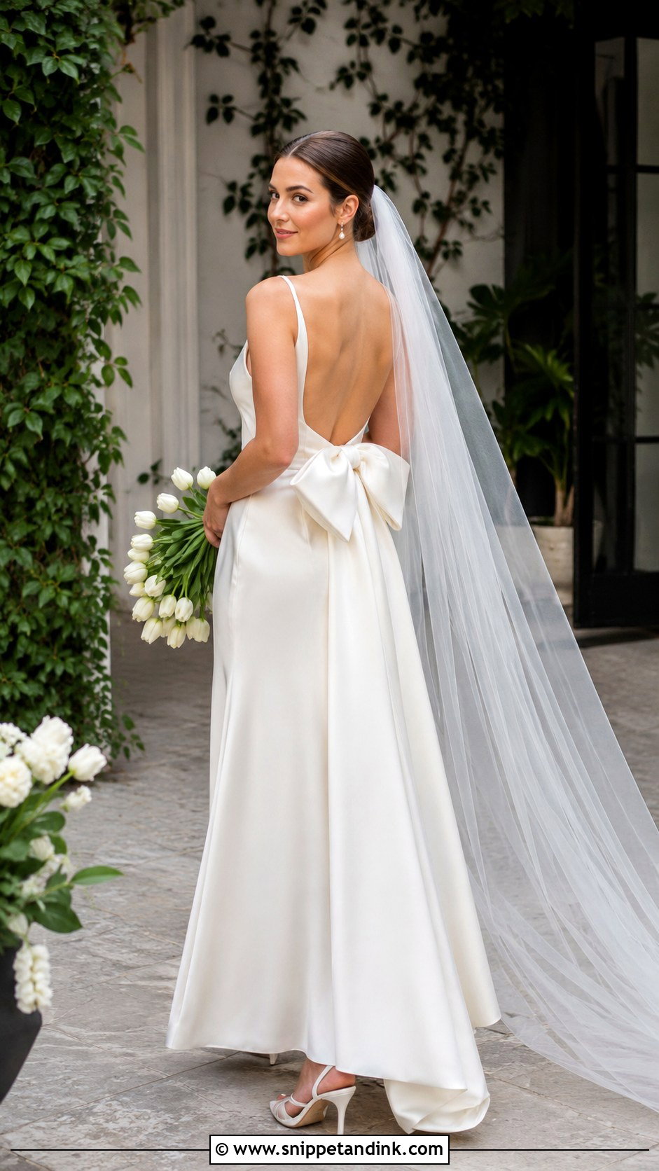 Minimal Bow Back Wedding Dress - Snippet and Ink - 20 Minimal Bride Dress Ideas