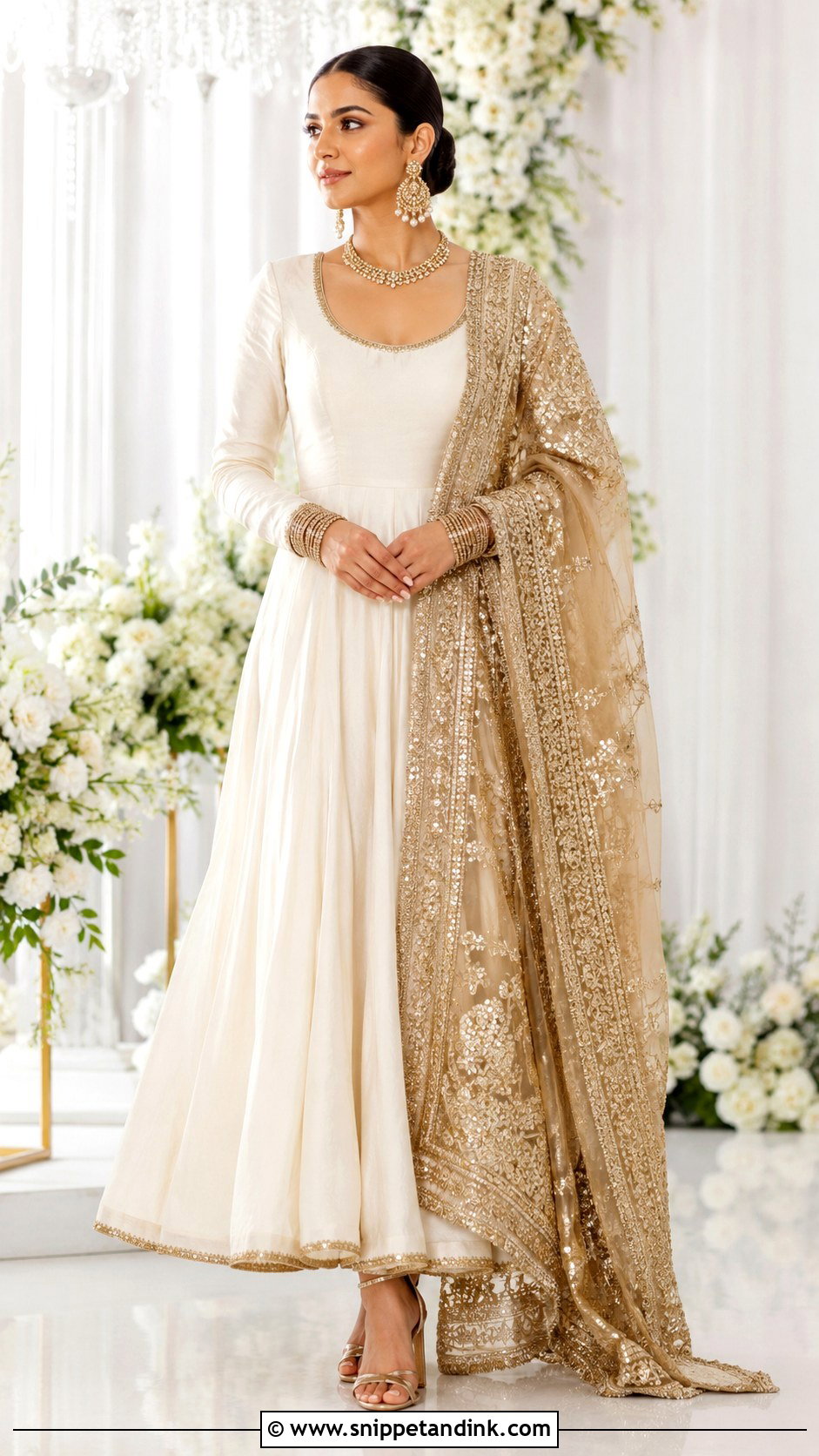 Minimal Bridal Anarkali Suit With Statement Dupatta - Snippet and Ink - 25 Bridal Anarkali Suits