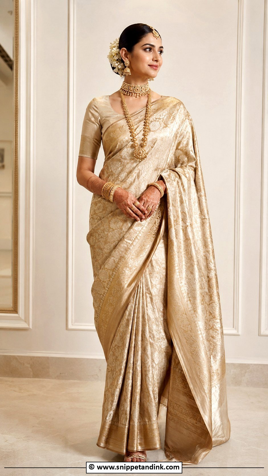 Minimal Bridal Blouse With Heavy Saree - Snippet and Ink - 30 Bride Blouse Designs