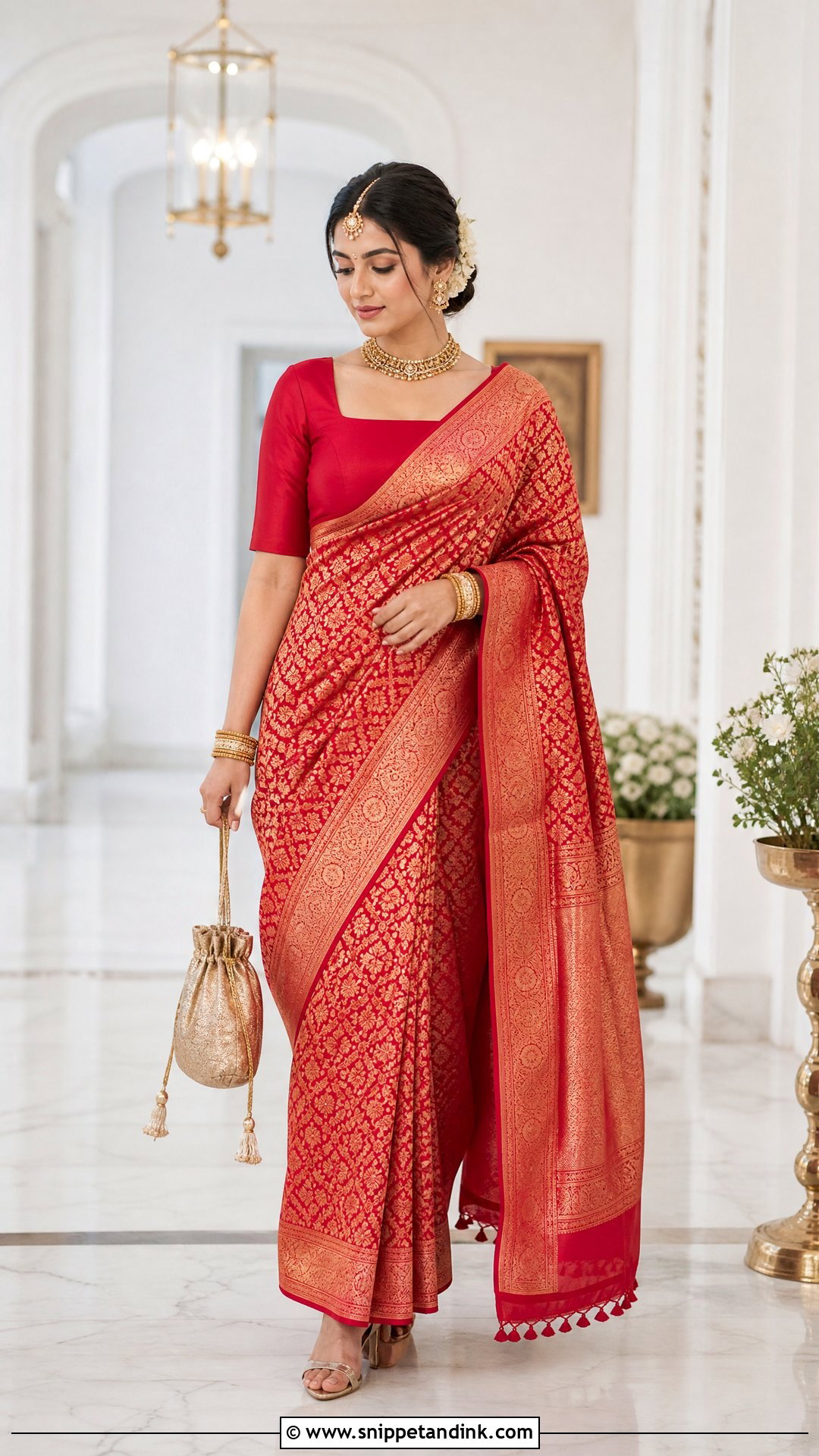 Minimal Bridal Blouse With Statement Saree - Snippet and Ink - 25 Blouse Design for Bride Ideas