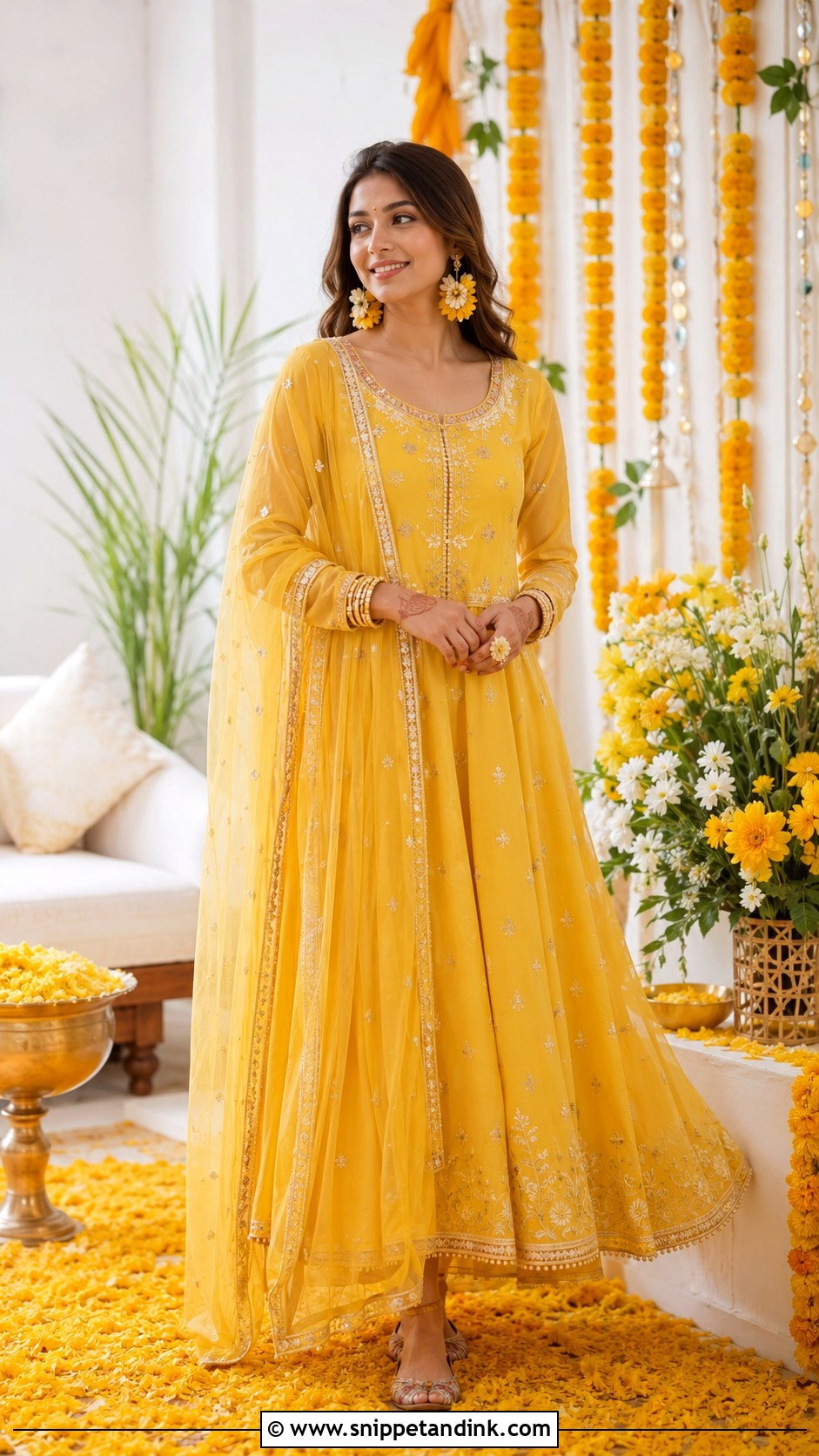 Minimal Bridal Haldi Dress - Snippet and Ink - 25 Bridal Haldi Dress Ideas