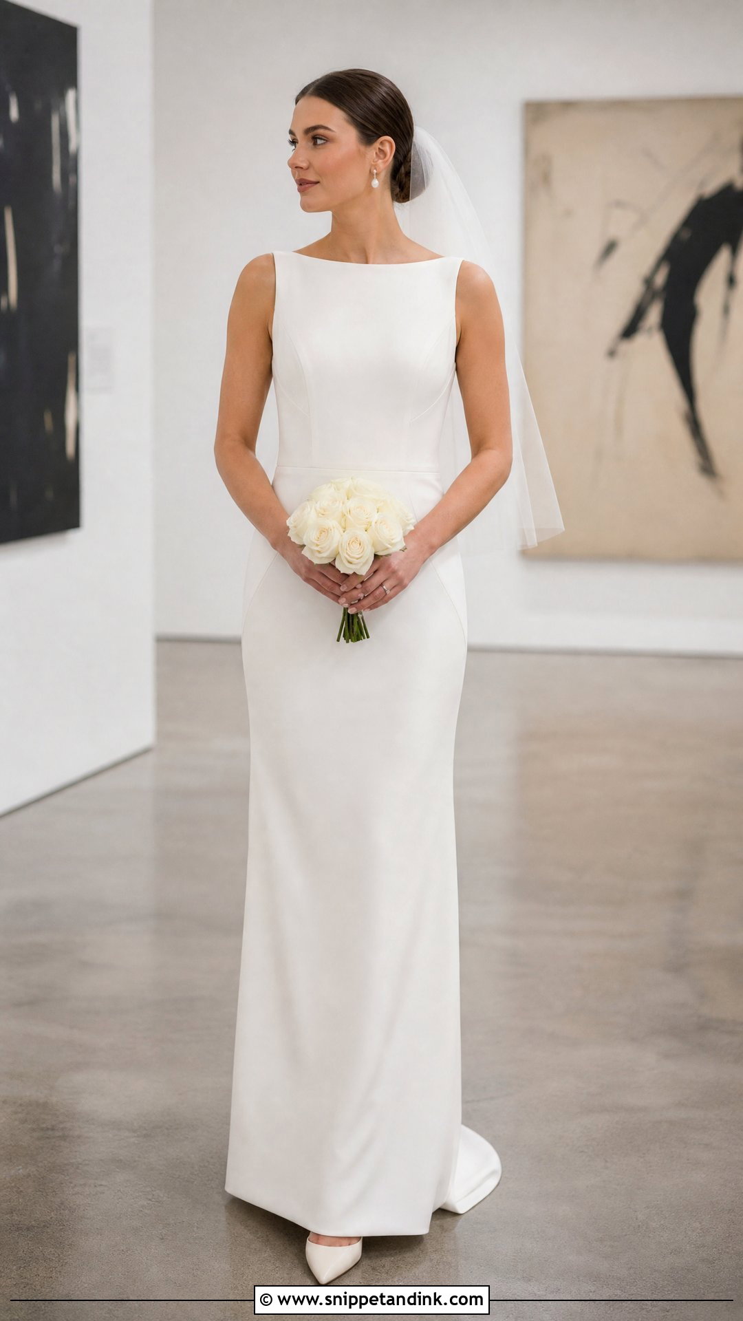 Minimal Bride Crepe Column Gown - Snippet and Ink - 20 Minimal Bride Ideas