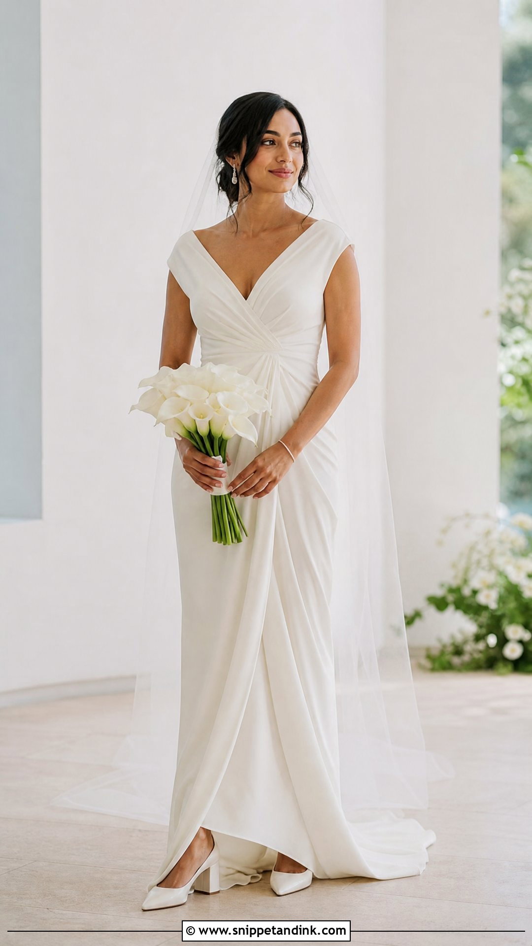 Minimal Bride Draped Crepe Gown - Snippet and Ink - 20 Minimal Bride Ideas