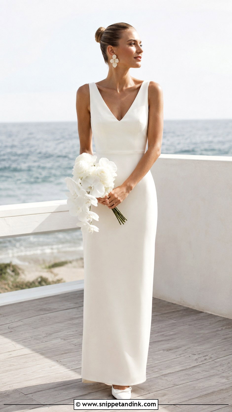 Minimal Column Beach Wedding Dress - Snippet and Ink - 20 Casual Beach Wedding Dress Ideas