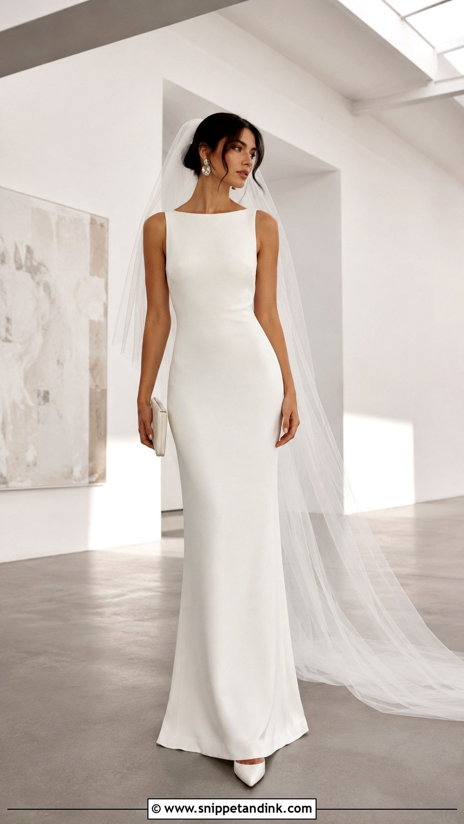 Minimal Column Bridal Dress - Snippet and Ink - 20 Bridal Fits Ideas