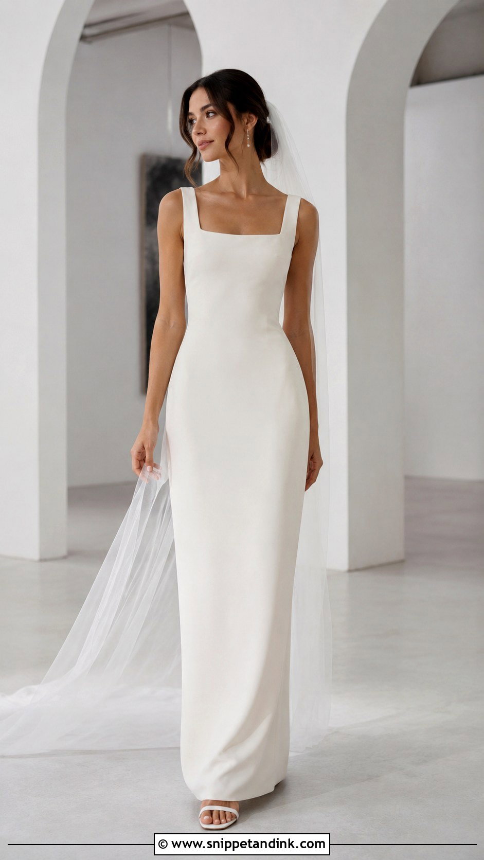 Minimal Column Wedding Dress - Snippet and Ink - 25 Intimate Wedding Dress Ideas