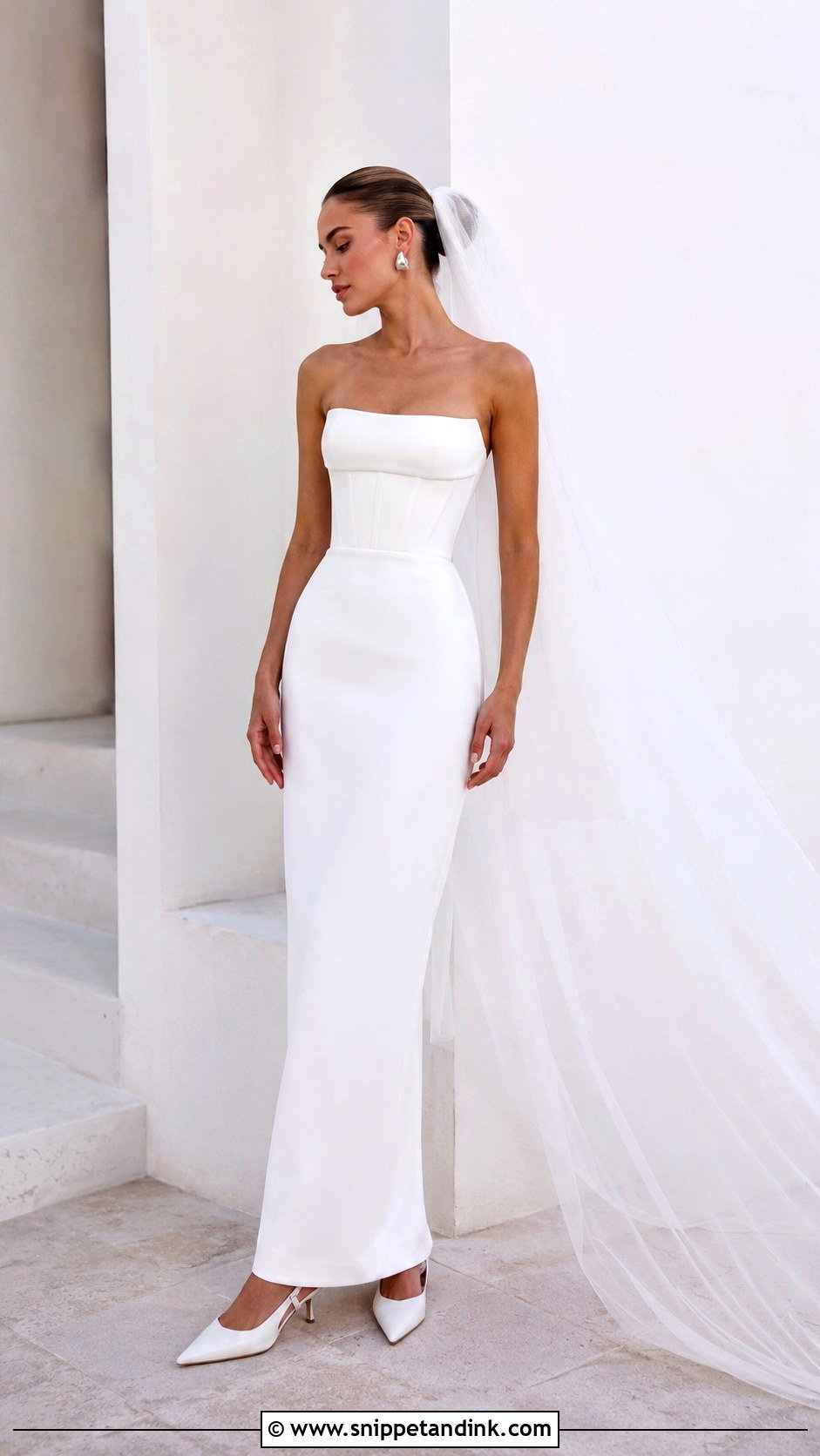 Minimal Corset And Column Skirt Wedding Dress - Snippet and Ink - 20 Corset and Skirt Wedding Dress Ideas