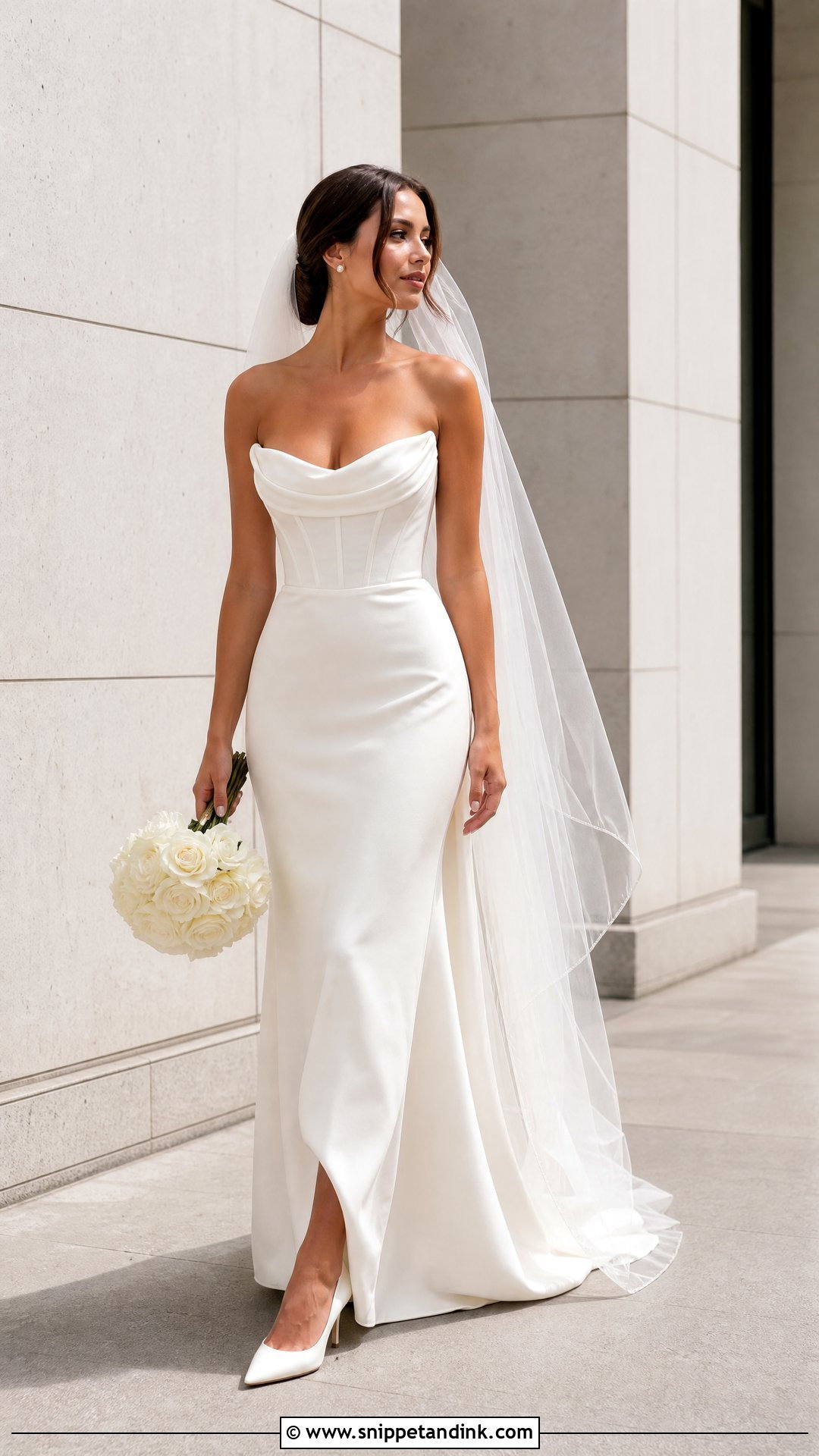 Minimal Corset Wedding Dress With Crepe Skirt - Snippet and Ink - 25 Wedding Dress with Corset Ideas