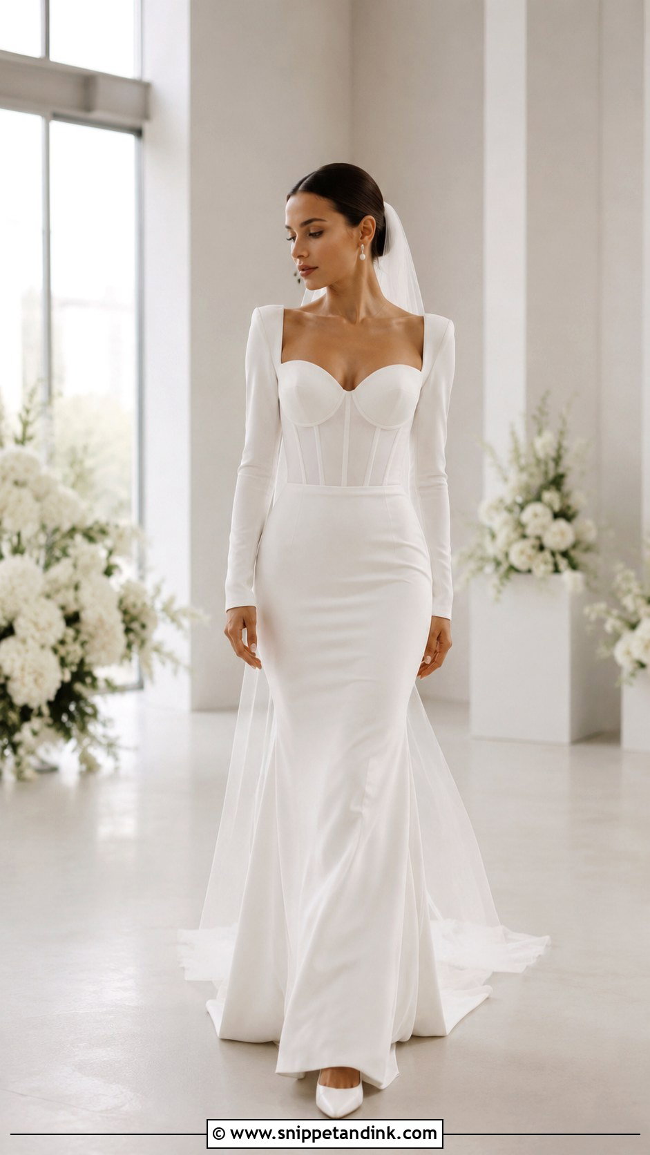 Minimal Corset Wedding Dress With Sleeves - Snippet and Ink - 25 Corset Wedding Dress with Sleeves
