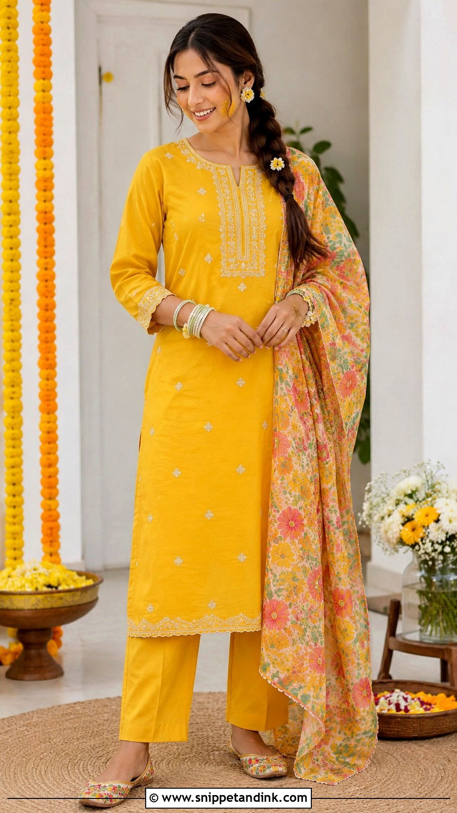 Minimal Cotton Kurta Set Haldi Outfit - Snippet and Ink - 20 Bride Haldi Dress Ideas