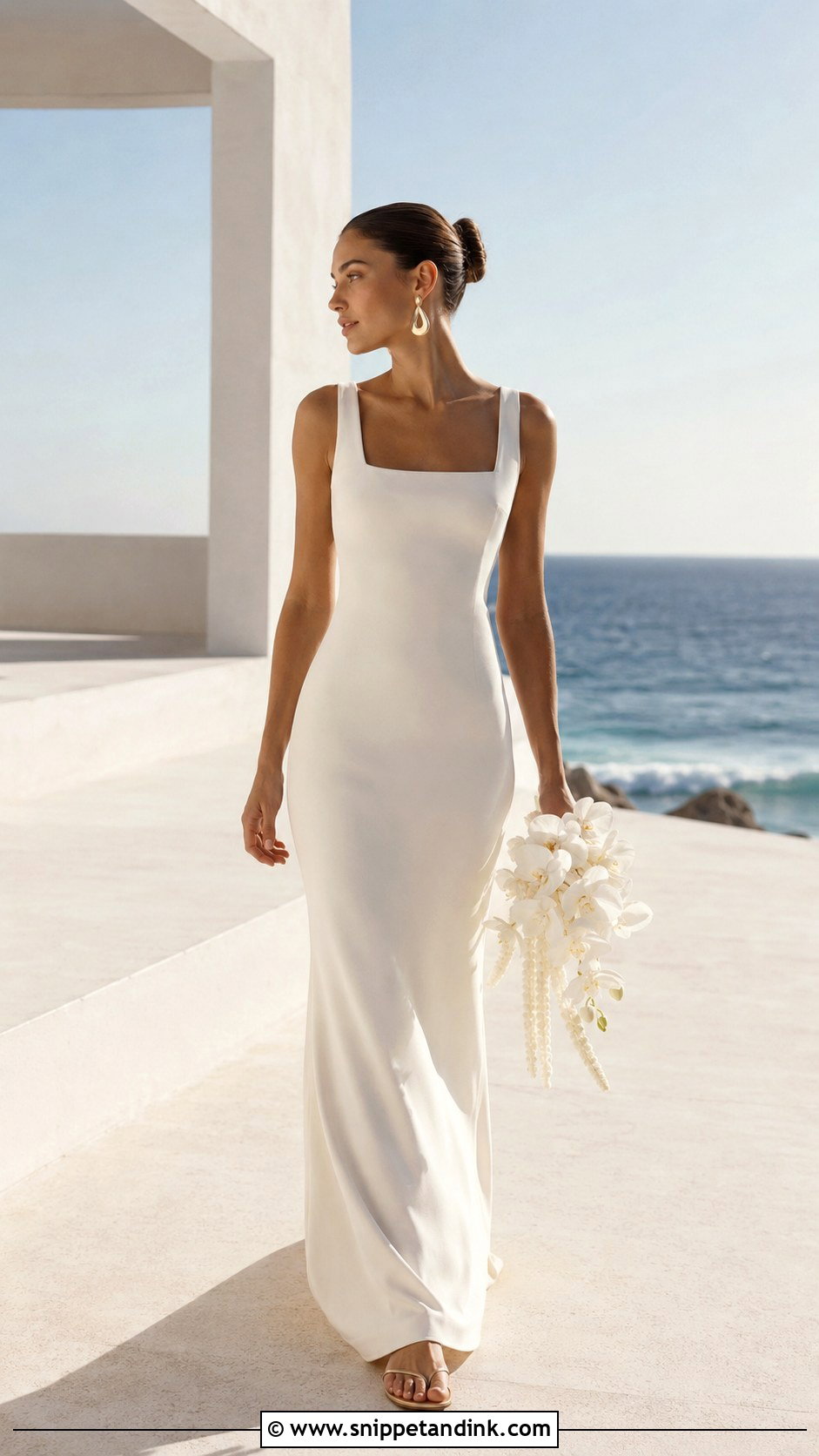 Minimal Crepe Beach Wedding Dress - Snippet and Ink - 30 Beach Wedding Dresses