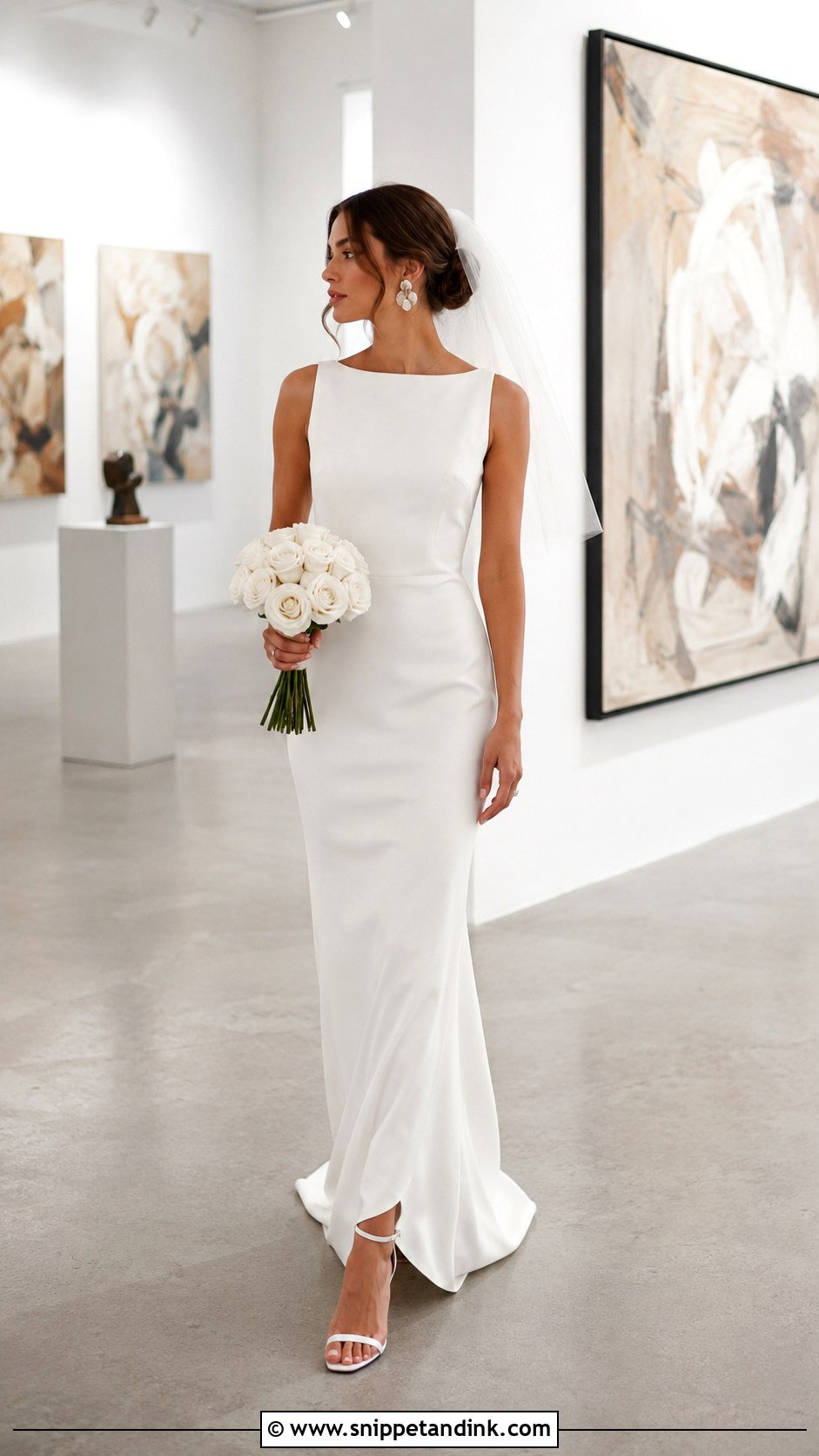 Minimal Crepe Column Wedding Dress - Snippet and Ink - 20 Minimal Bride Dress Ideas