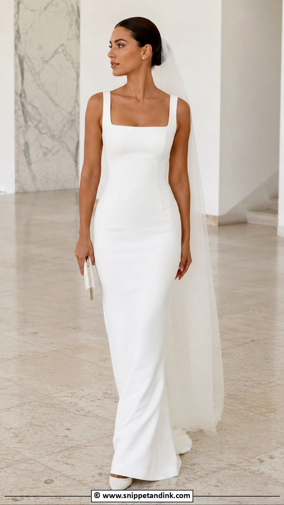 Minimal Crepe Column Wedding Dress - Snippet and Ink - 35 Minimal Wedding Dress Ideas