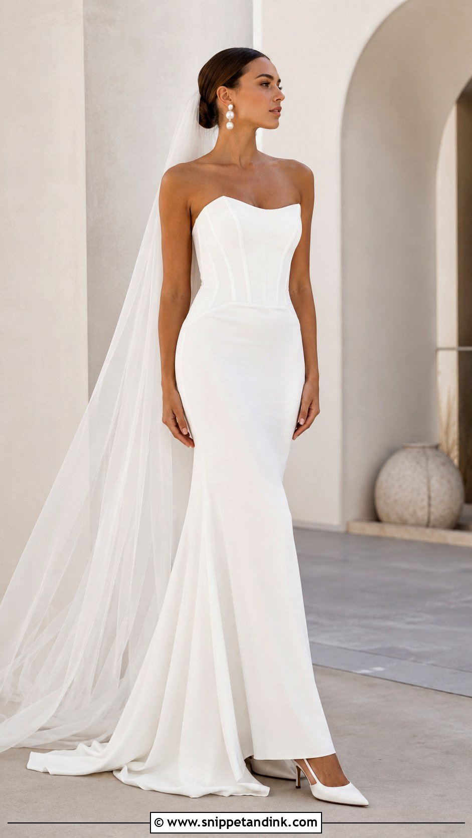 Minimal Crepe Corset Bridal Gown - Snippet and Ink - 20 Corset Bridal Gown Ideas