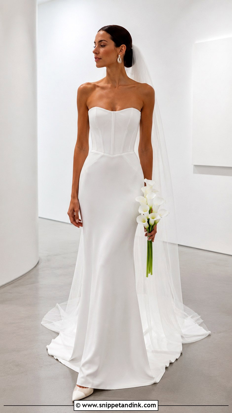 Minimal Crepe Corset Wedding Dress - Snippet and Ink - 20 Long Corset Wedding Dress Ideas