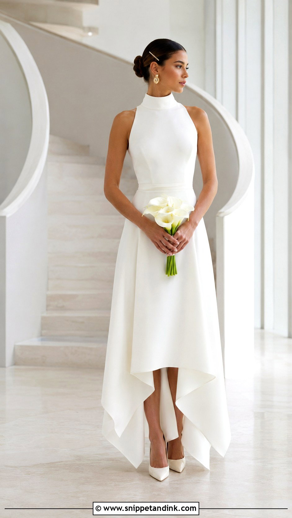 Minimal Crepe Handkerchief Wedding Dress - Snippet and Ink - 20 Handkerchief Wedding Dress Ideas
