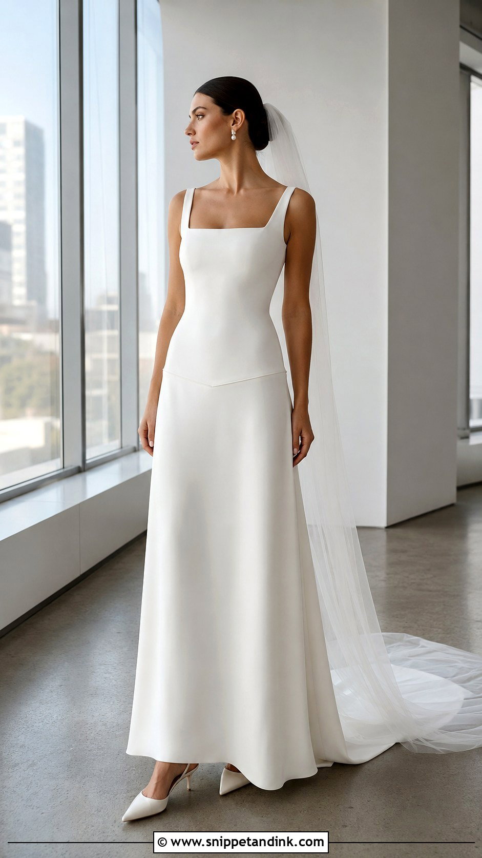 Minimal Crepe Low Waisted Wedding Dress - Snippet and Ink - 20 Low Waisted Wedding Dress Ideas
