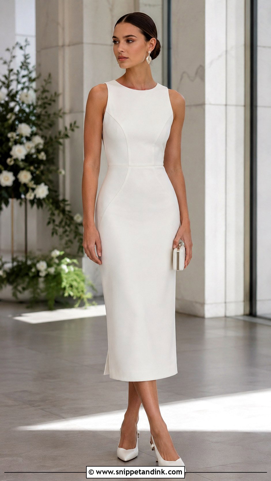 Minimal Crepe Midi Bride Dress - Snippet and Ink - 20 Midi Bride Dress Ideas
