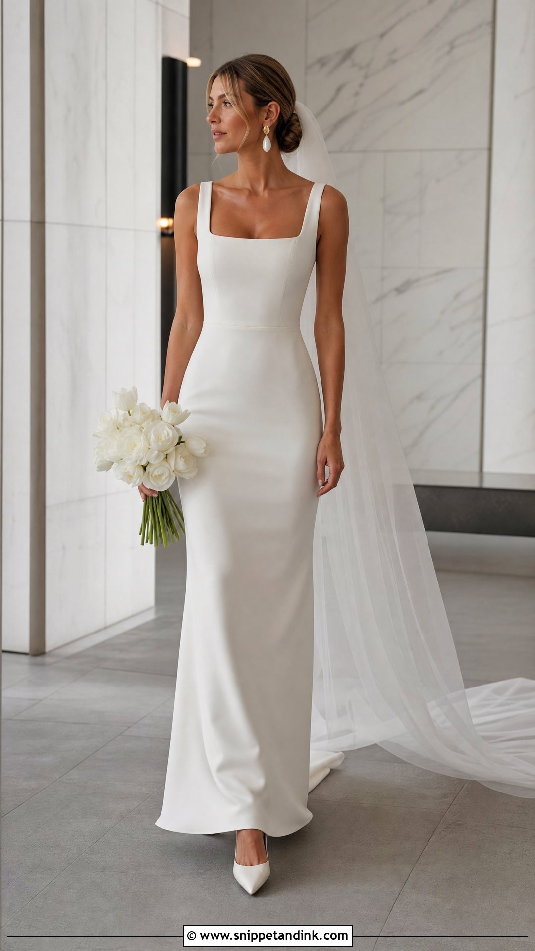 Minimal Crepe Sheath Wedding Gown - Snippet and Ink - 20 Wedding Gown Designs Brides