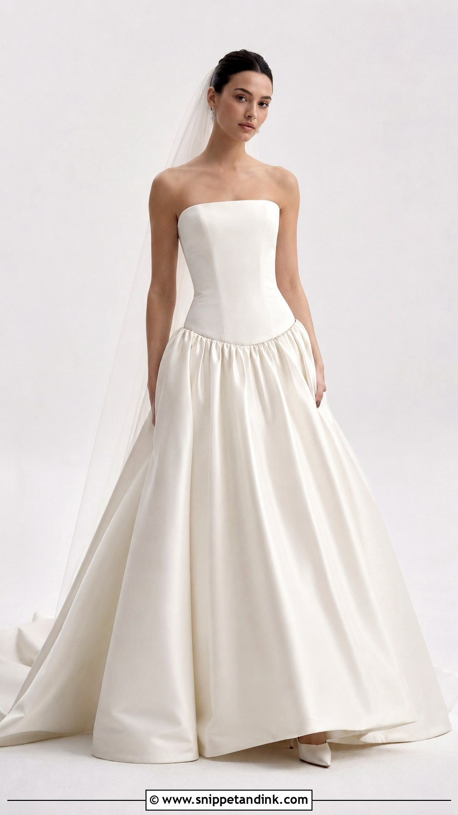 Minimal Drop Waist Ball Gown Wedding Dress - Snippet and Ink - 25 Drop Waist Wedding Dress Ball Gown Ideas