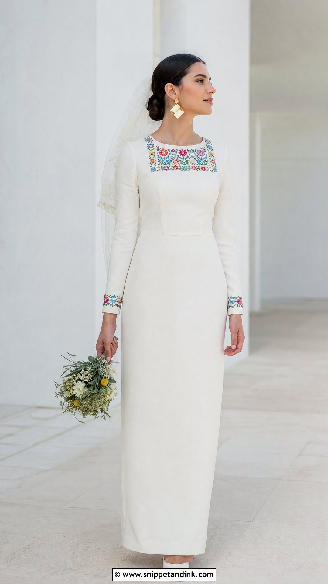 Minimal Embroidered Mexican Wedding Dress - Snippet and Ink - 25 Embroidered Mexican Wedding Dress Ideas