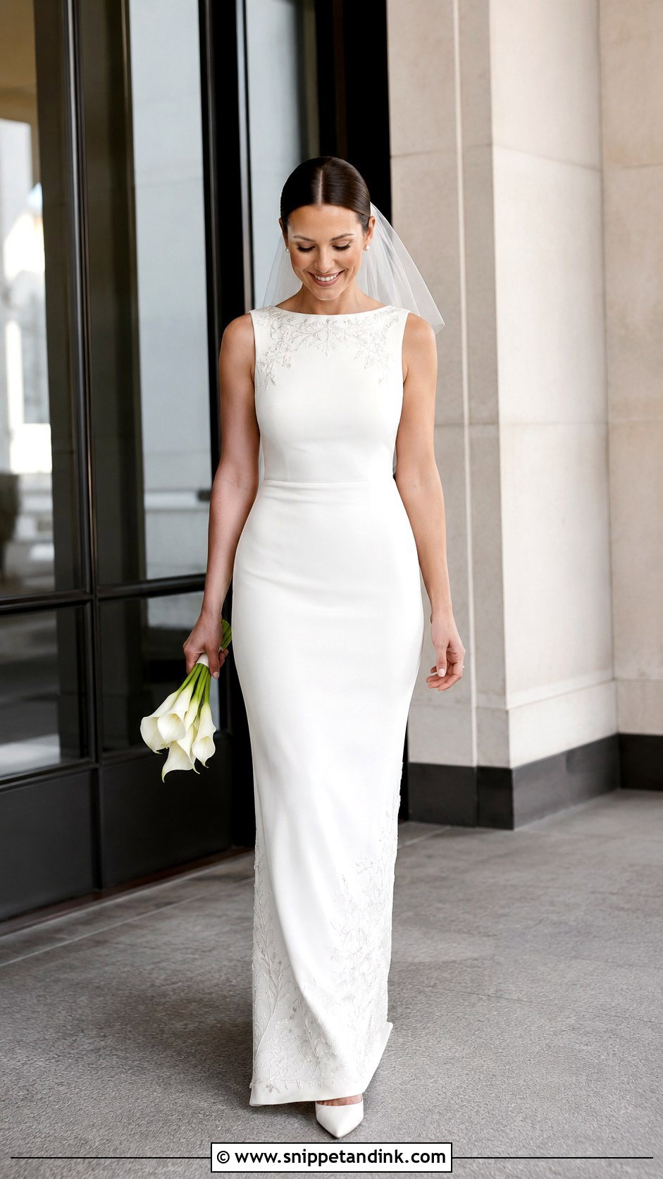 Minimal Embroidered Wedding Dress - Snippet and Ink - 30 Embroidered Wedding Dress Ideas