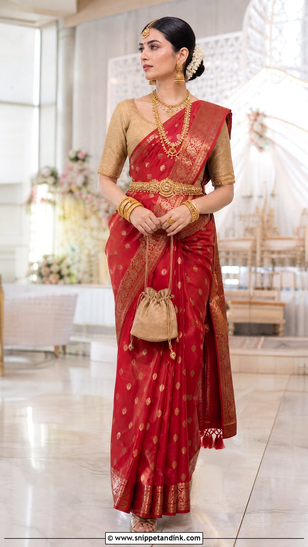 Minimal Gold Bridal Blouse - Snippet and Ink - 20 Bridal Wedding Blouse Design Ideas