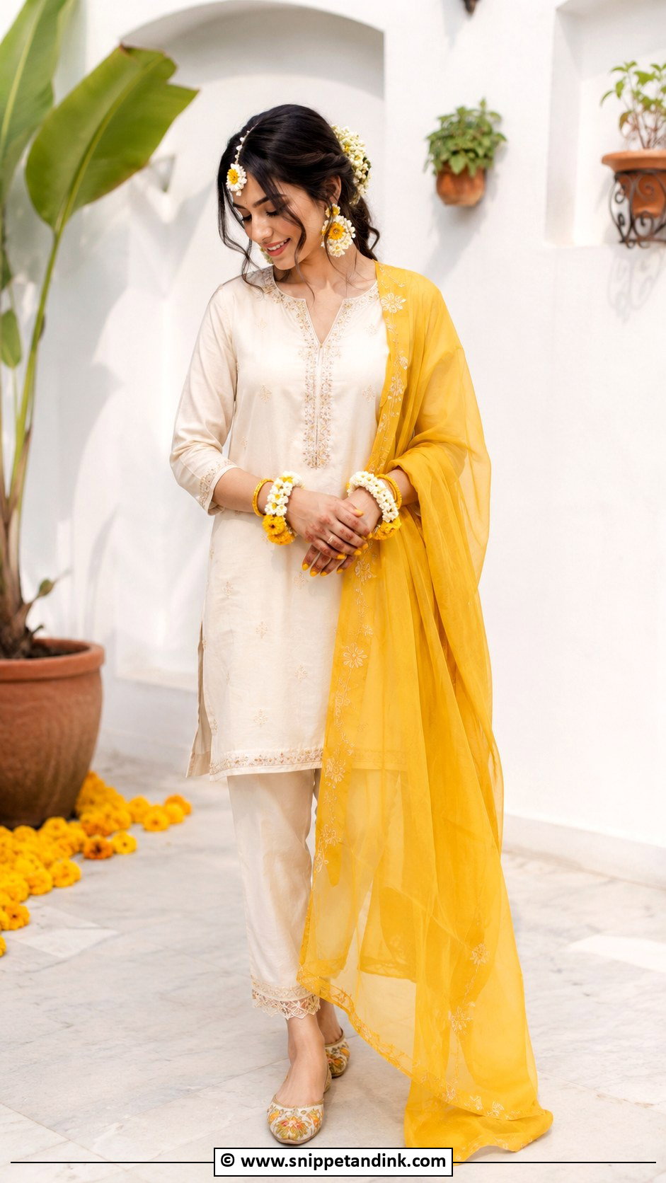 Minimal Haldi Outfit For Bride - Snippet and Ink - 30 Best Haldi Outfits for Brides
