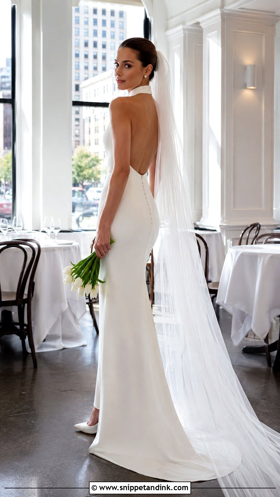 Minimal High Neck Wedding Dress - Snippet and Ink - 20 Minimal Bride Dress Ideas