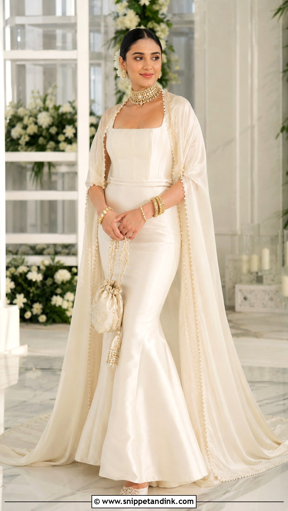 Minimal Ivory Silk Mermaid Wedding Gown - Snippet and Ink - 20 Indian Mermaid Wedding Dress Ideas