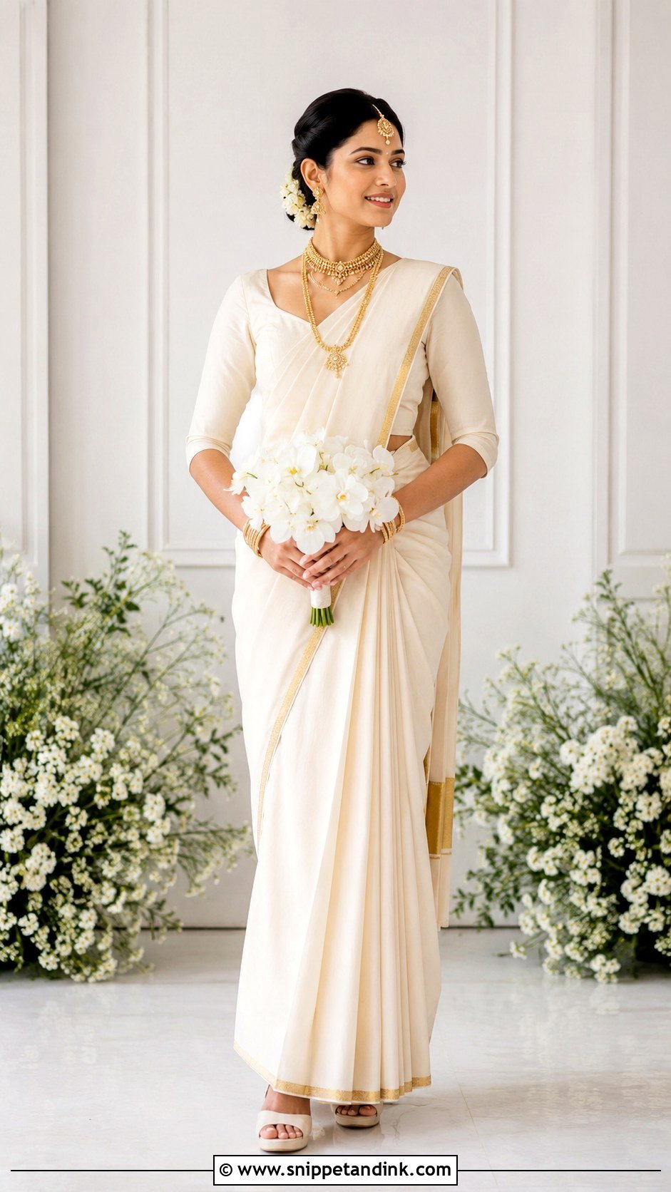 Minimal Kandyan Bride With Delicate Jewelry - Snippet and Ink - 20 Kandian Bride Ideas