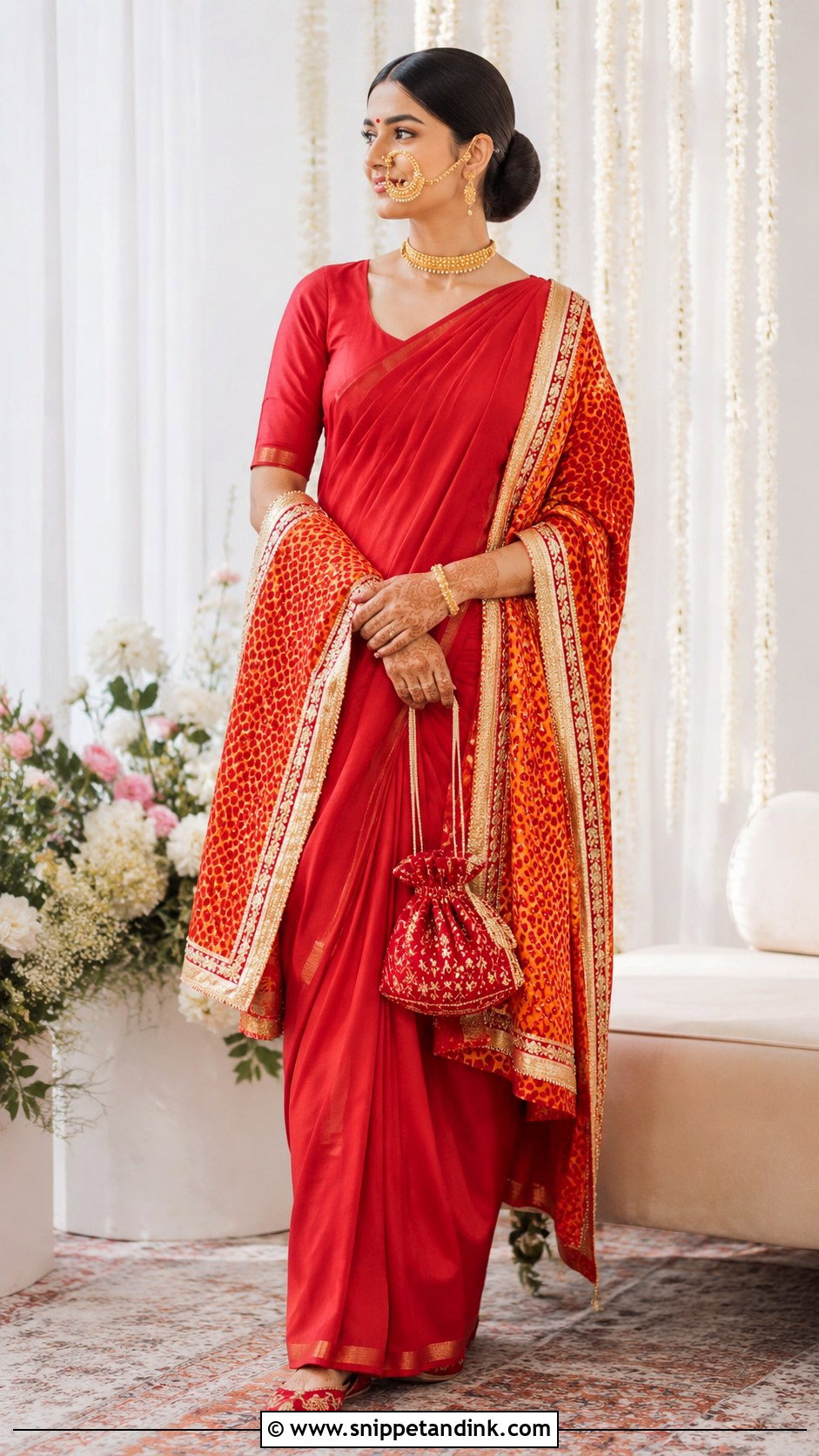 Minimal Kumaoni Bride With Lightweight Pichora - Snippet and Ink - 20 Kumaoni Bride Ideas
