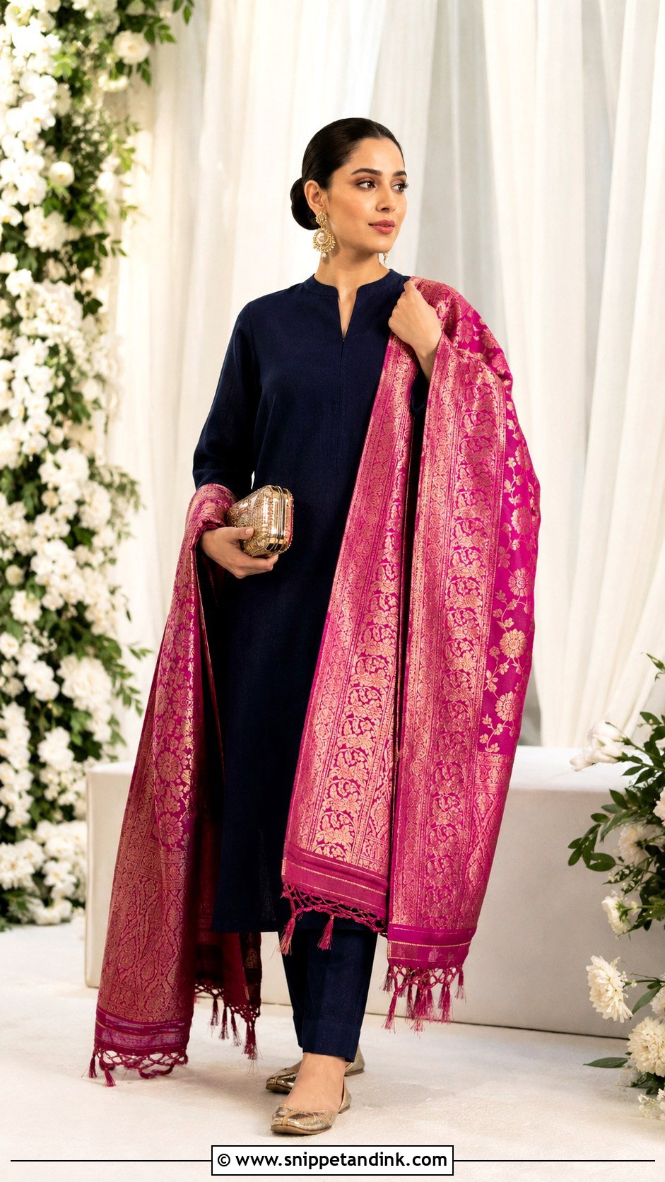 Minimal Kurta With Statement Dupatta - Snippet and Ink - 20 Kurta Wedding Ideas