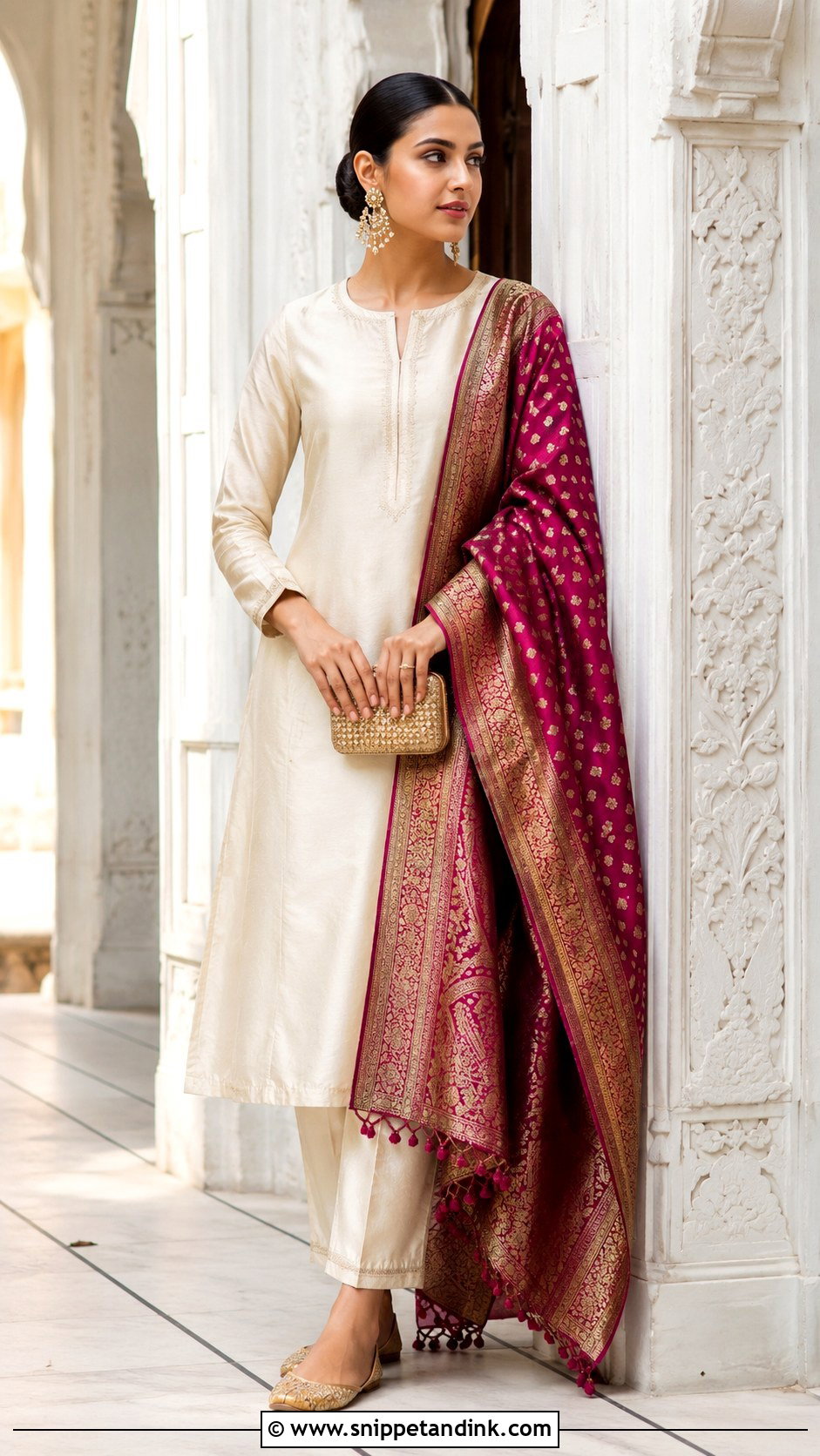 Minimal Kurti With Statement Dupatta - Snippet and Ink - 20 Wedding Kurti Ideas