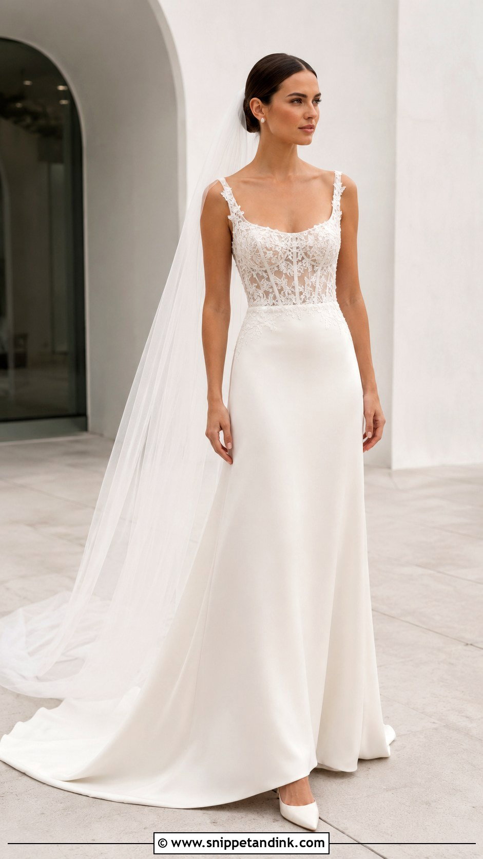 Minimal Lace Corset Wedding Dress - Snippet and Ink - 20 Lace Corset Wedding Dresses