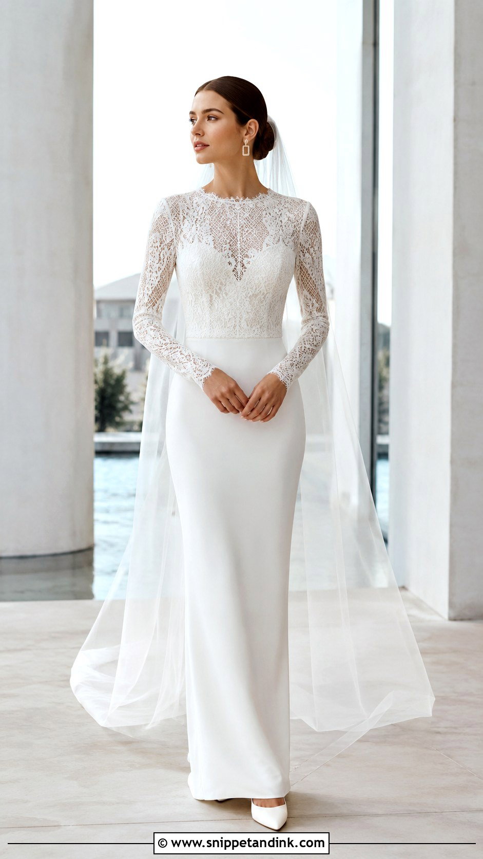 Minimal Long Sleeve Lace Wedding Dress - Snippet and Ink - 20 Dantel Wedding Dress Long Sleeve Ideas