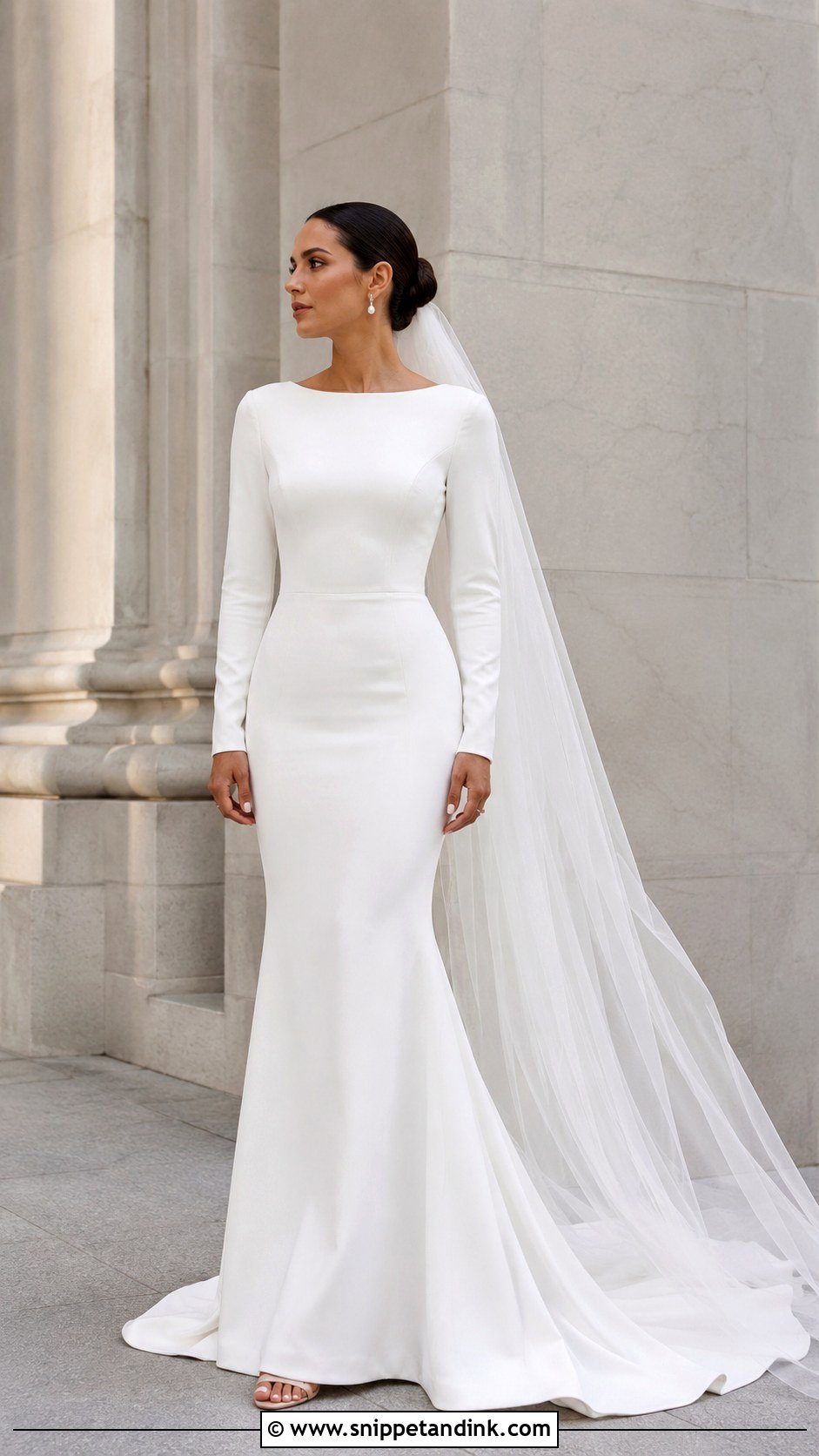 Minimal Long Sleeve Mermaid Wedding Dress - Snippet and Ink - 25 Long Sleeve Mermaid Wedding Dress Ideas