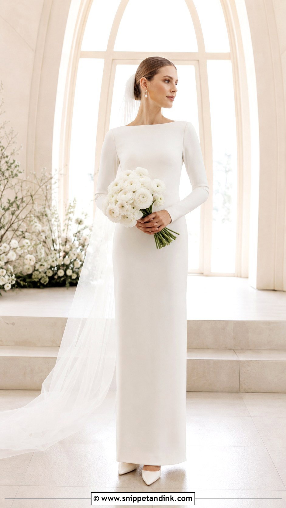 Minimal Long Sleeve Wedding Dress - Snippet and Ink - 20 Minimal Bride Dress Ideas