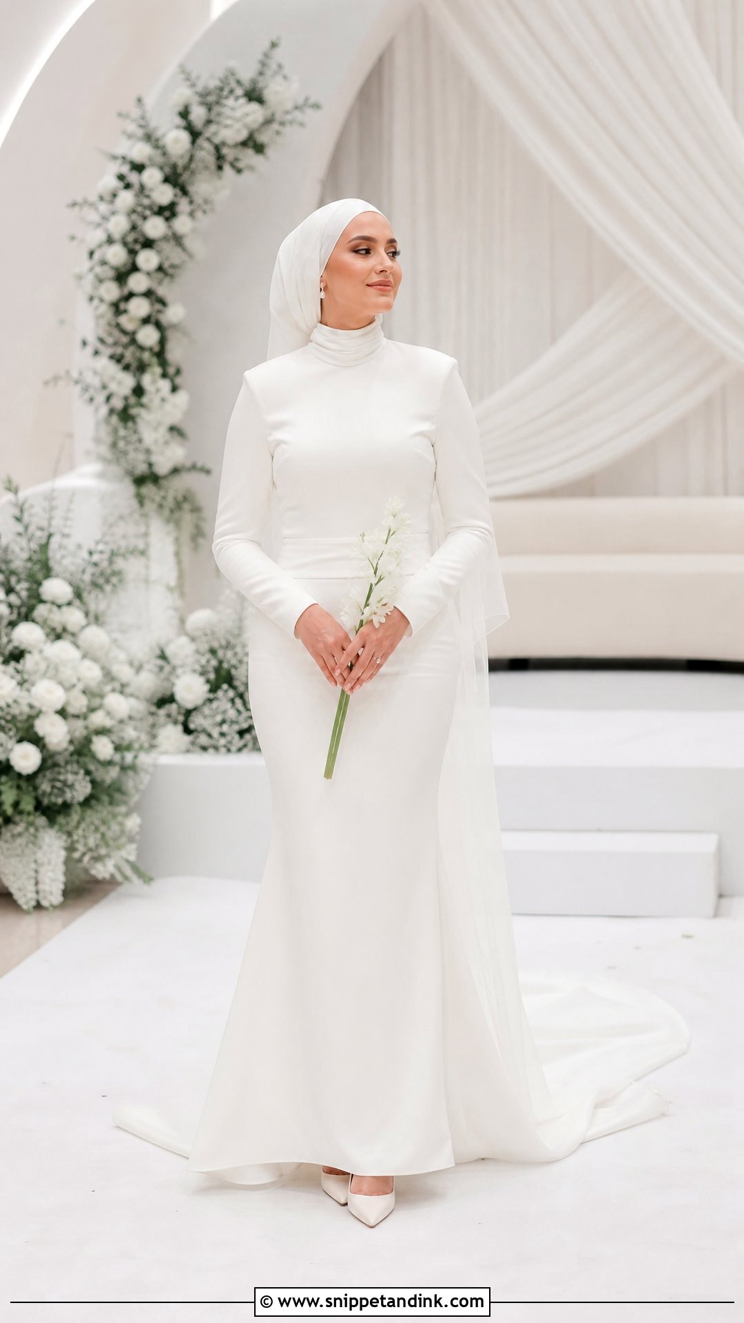 Minimal Mermaid Wedding Dress Hijab - Snippet and Ink - 25 Simple Wedding Dress Hijab Ideas