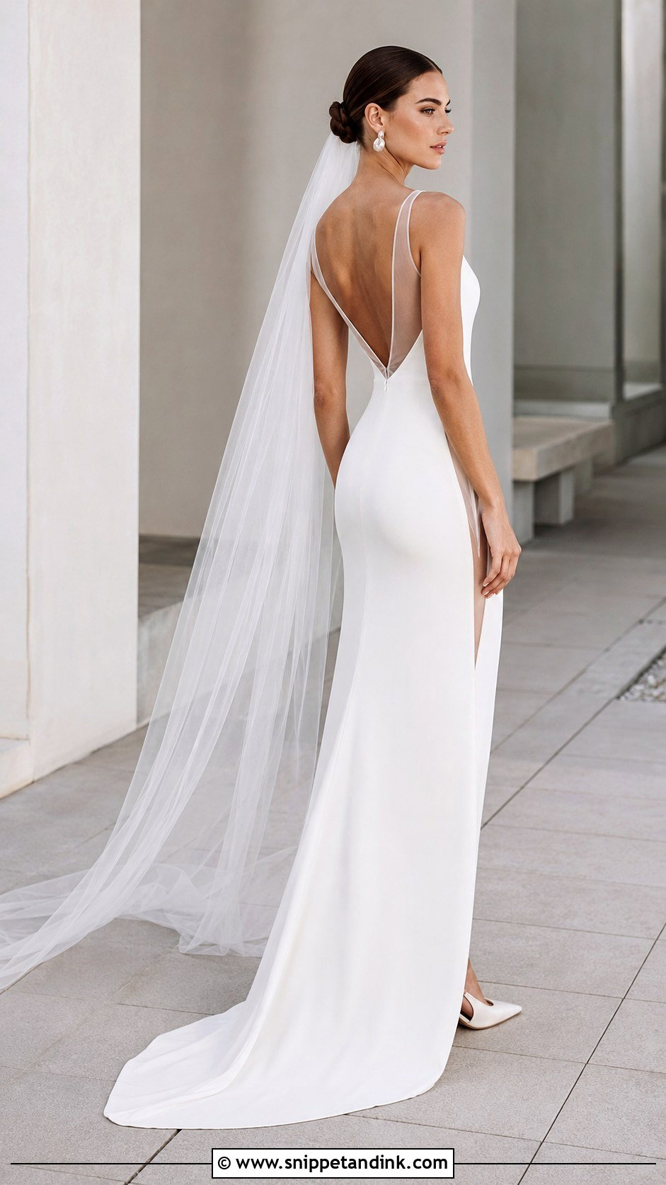 Minimal Mesh Sheath Wedding Dress - Snippet and Ink - 20 Mesh Wedding Dress Ideas
