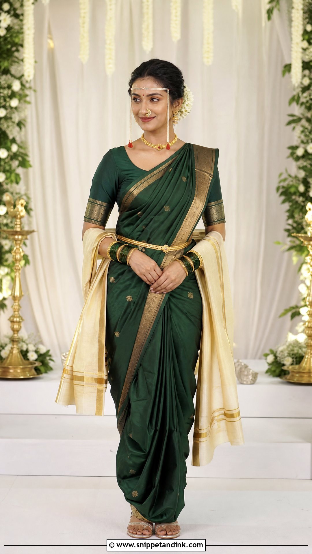 Minimal Nauvari Bride Look - Snippet and Ink - 20 Nauvari Bride Look Ideas