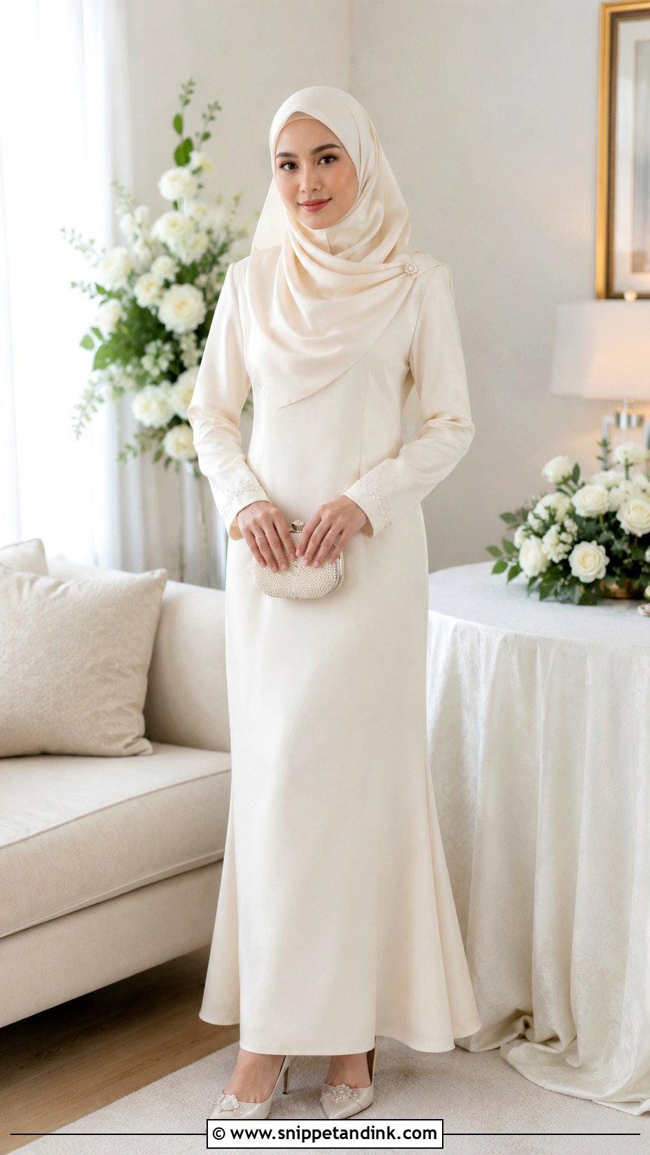 Minimal Nikah Dress With Hijab - Snippet and Ink - 30 Wedding Hijab Styles