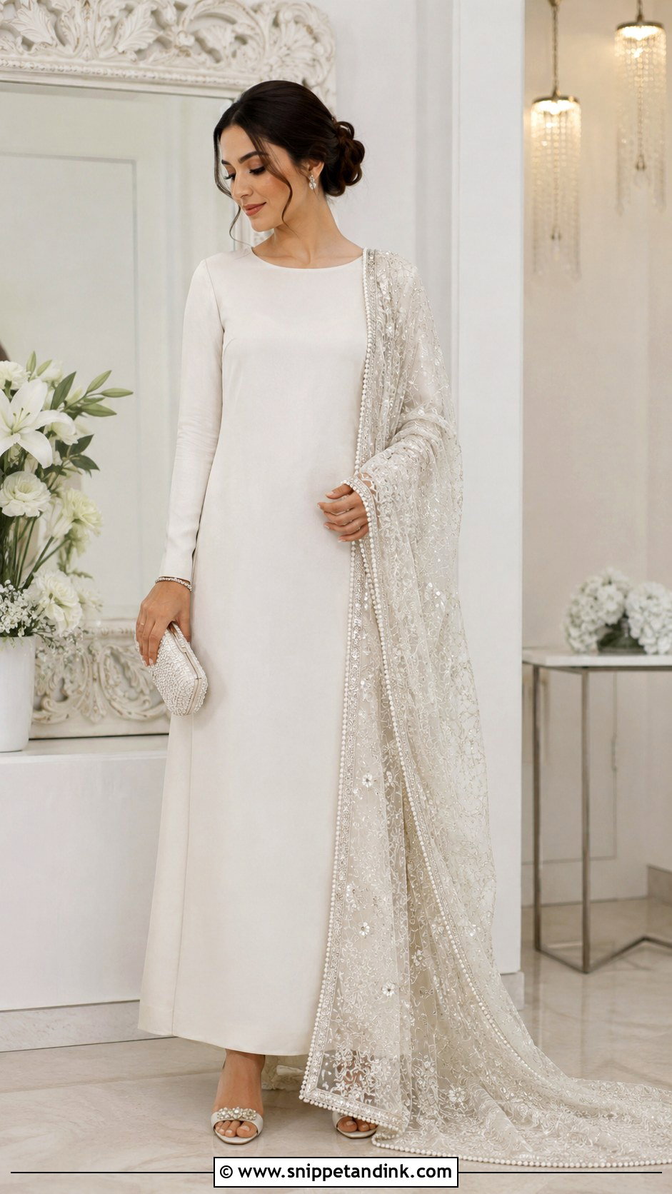 Minimal Nikkah Dress With Statement Dupatta - Snippet and Ink - 25 Simple Nikkah Dress Ideas
